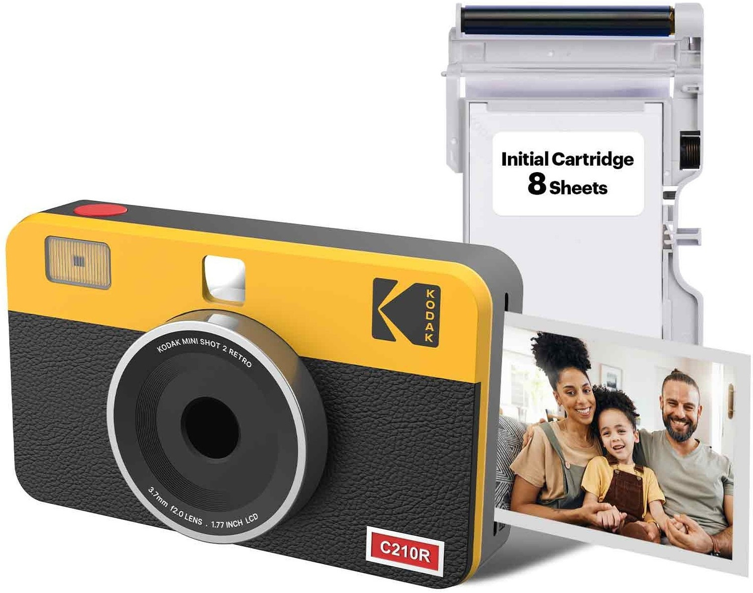 Image of KODAK Mini Shot 2 Retro 4PASS 2-in-1 Camera and Photo Printer (Initial 8 Sheets) Instant Camera