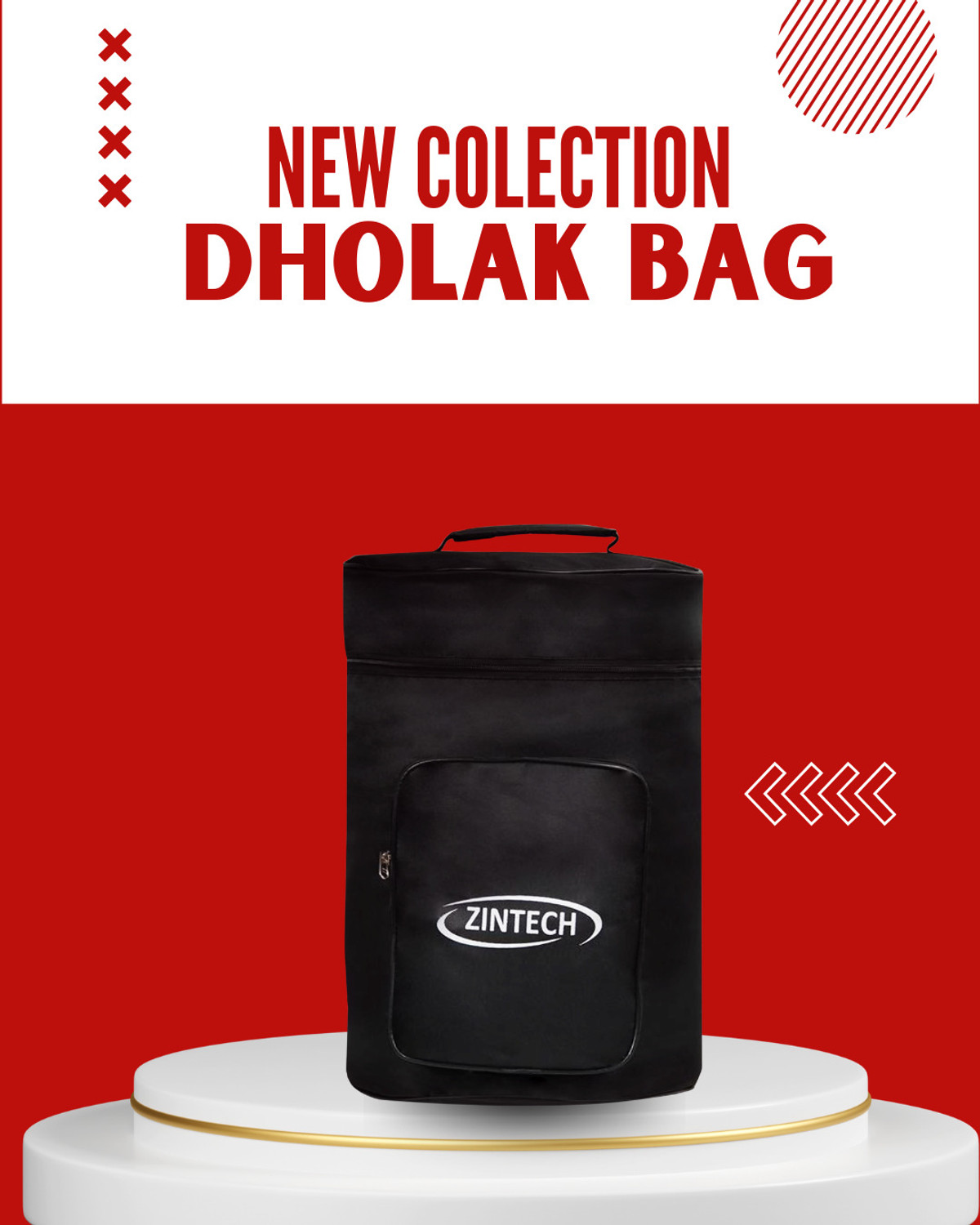 Image of Zintech Dholak Bag - Padded Protective Soft Case with Strong Zipper and Shoulder Strap Drum Bag