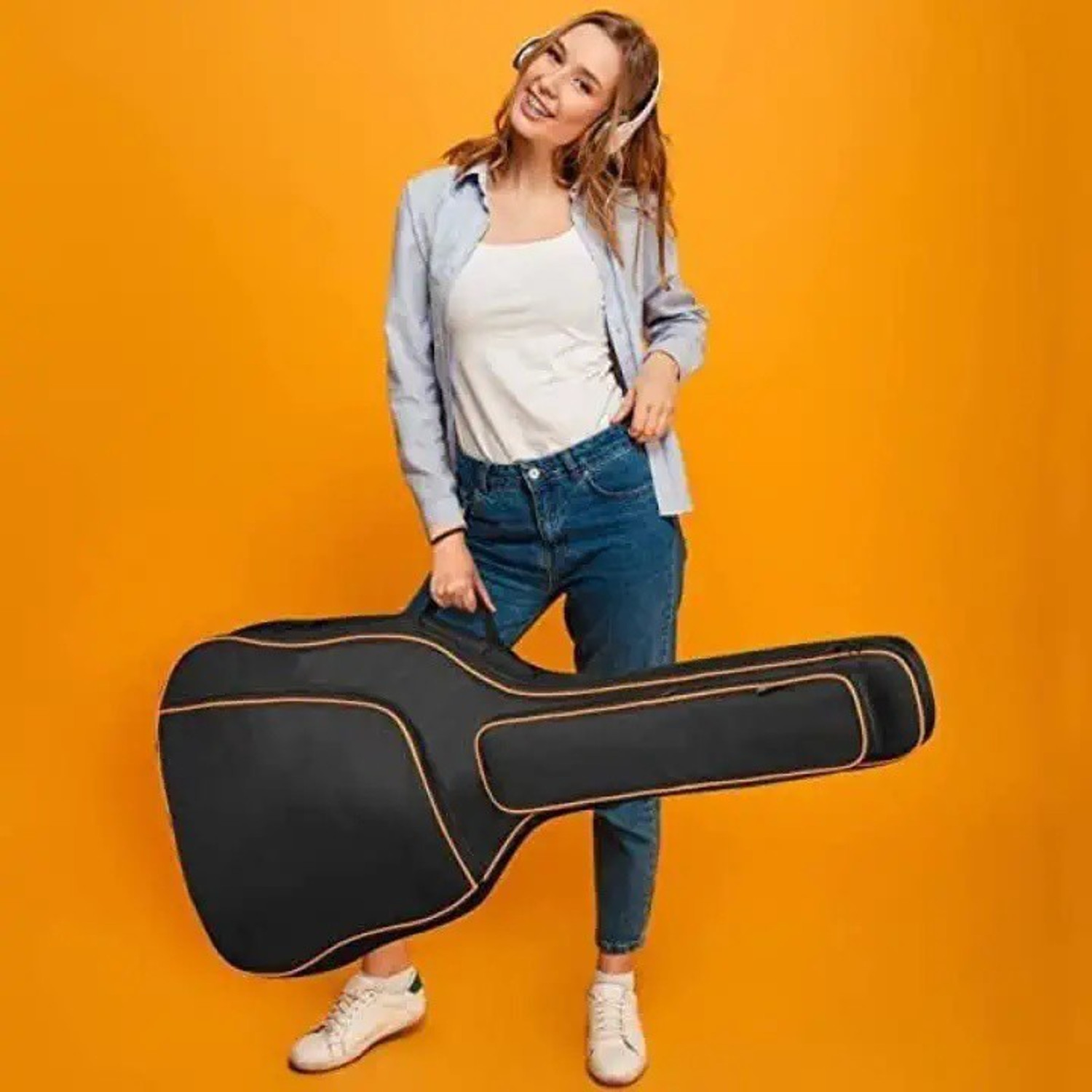 Image of Swastik Best Acoustic Guitar Bag Heavy Padded Double Pocket Guitar Cover Bag Guitar Bag Guitar Bag