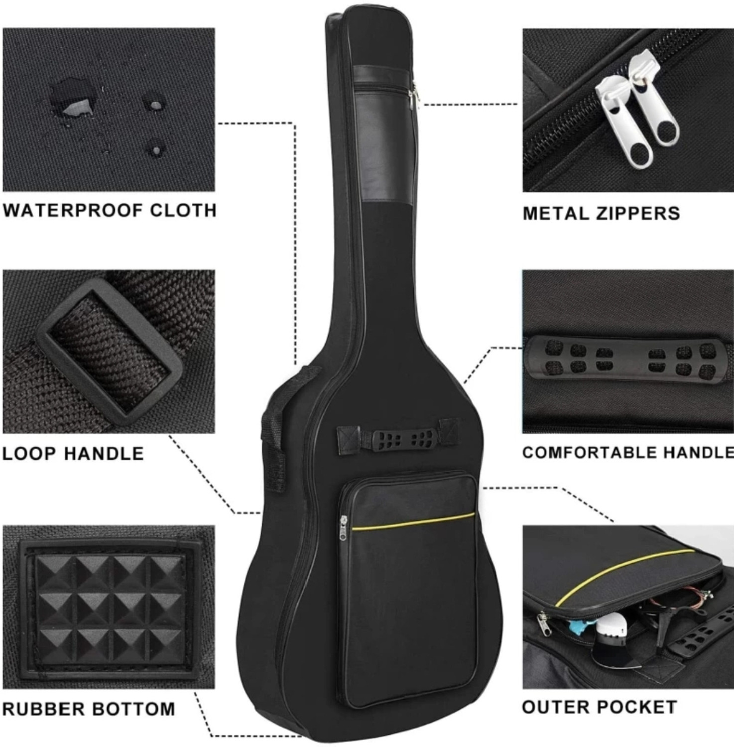 Image of BEEATWAVE HUB 38 40 41 Inch Guitar Bag with Adjustable Strap, Acoustic Guitar Bag Guitar Bag Guitar Bag