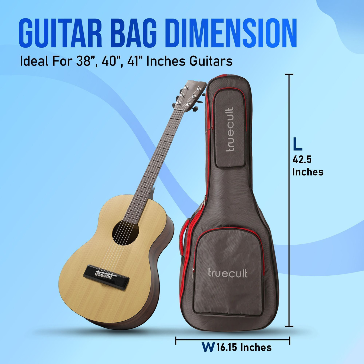 Image of True Cult 30mm Thick Foam Padded for 38-42 Inch Acoustic Guitar Bag