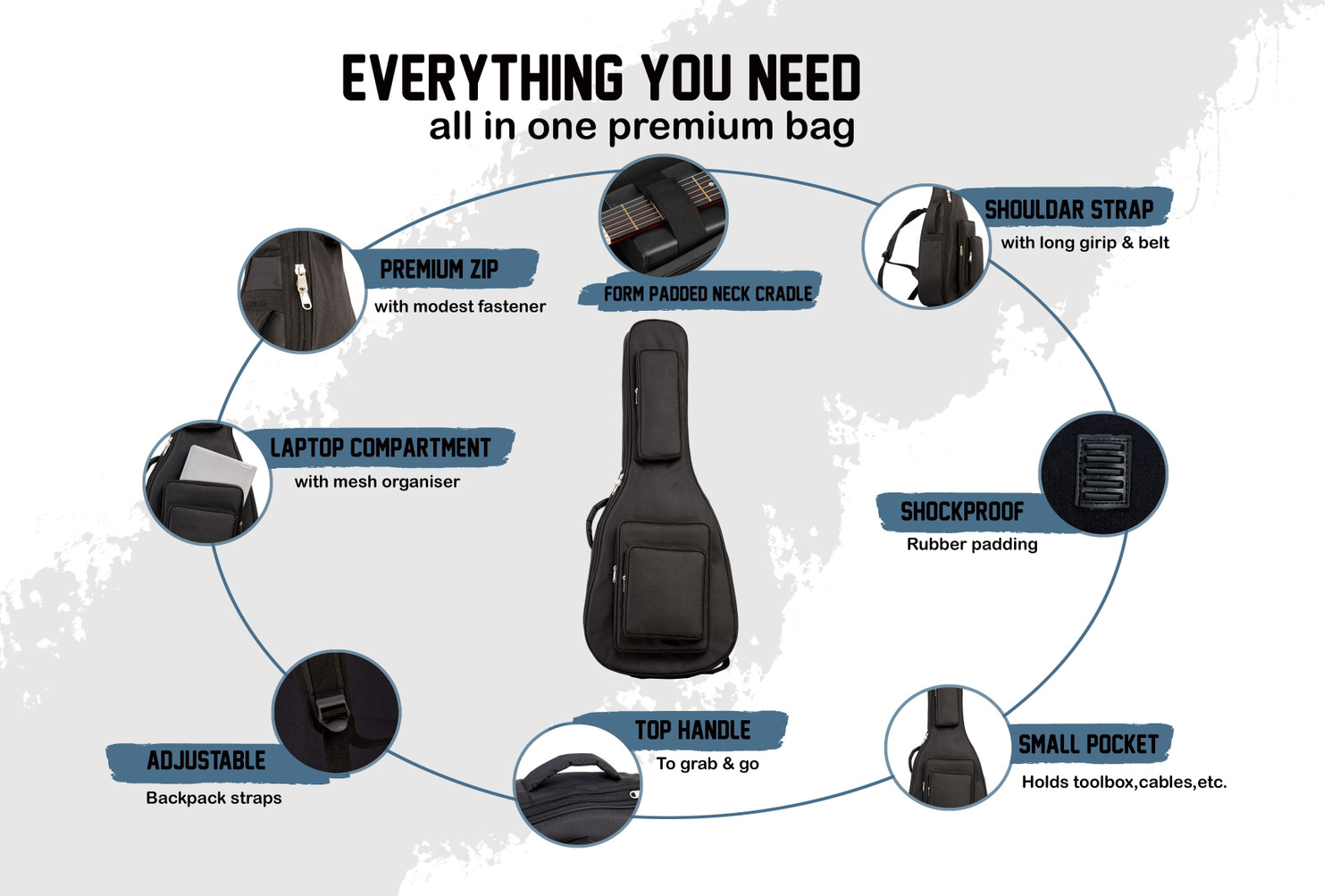 Image of GIG Master Heavy Padded Acoustic Guitar Bag for 38; 39; 40; 41; 42 Inches Guitars Guitar Bag