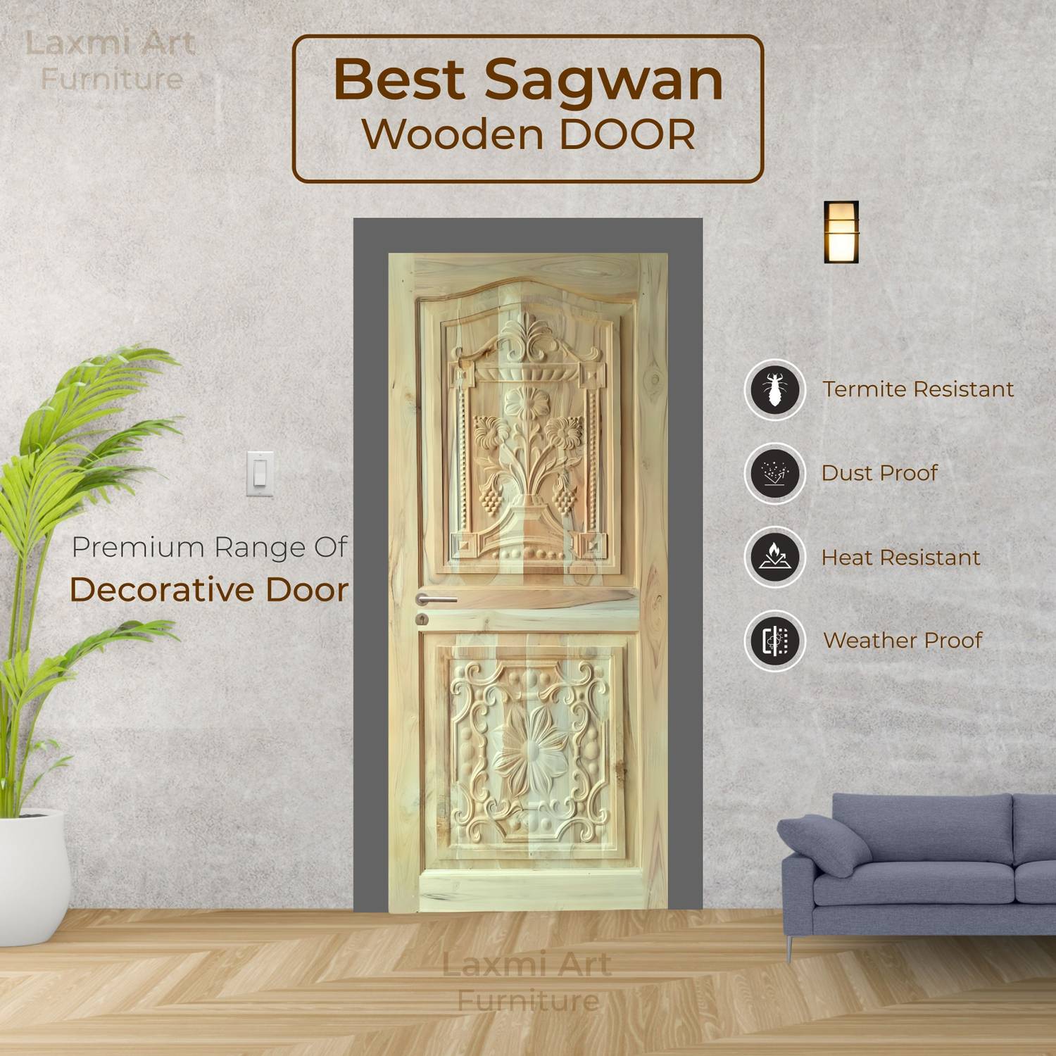 La Furniture 2 Pannel Segun Wooden Door Interior Door Price in