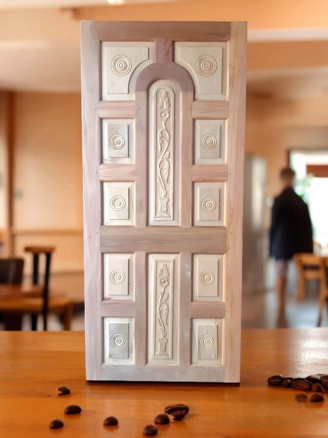 Image of La Furniture door for home CNC Computer Design doors 12 Pannel Mahogany Wooden Door Palla Interior Door