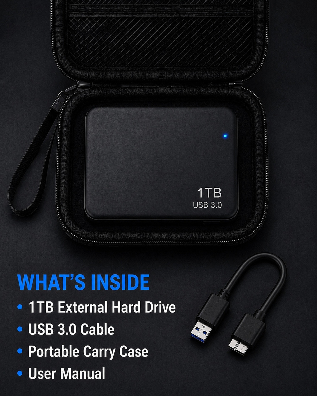 Image of DATRIX HDD 1 TB Laptop Black SATA Internal Hard Disk Drive (HDD) (1TB EXTERNAL HARD DISK DRIVE WITH COVER)