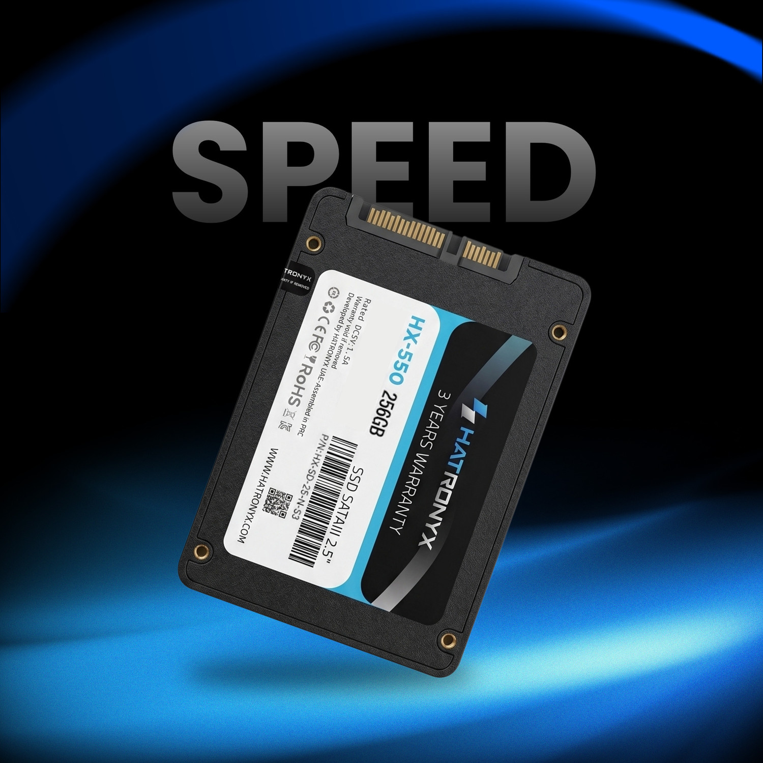 Image of hatronyx HX-550 256 GB Network Attached Storage, Laptop, Desktop, All in One PC's Black SATA III Internal Solid State Drive (SSD) (HX-SD-25-N-S3)