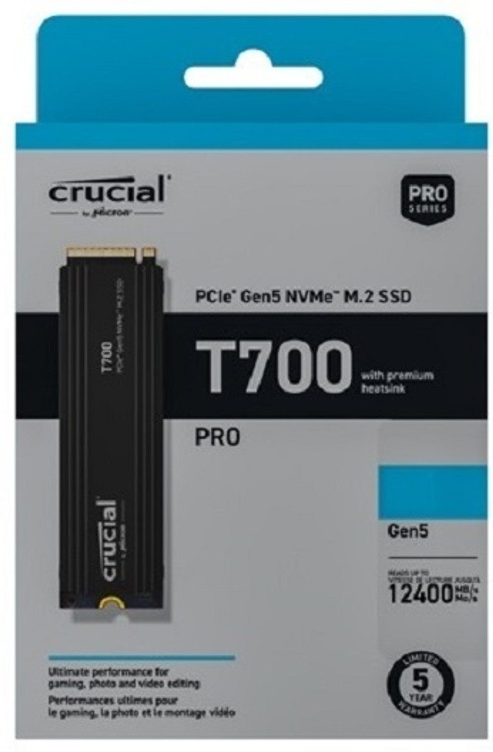 Image of Crucial T700 4 TB Desktop, Laptop Black PCIe NVMe Internal Solid State Drive (SSD) (CT4000T700SSD5)