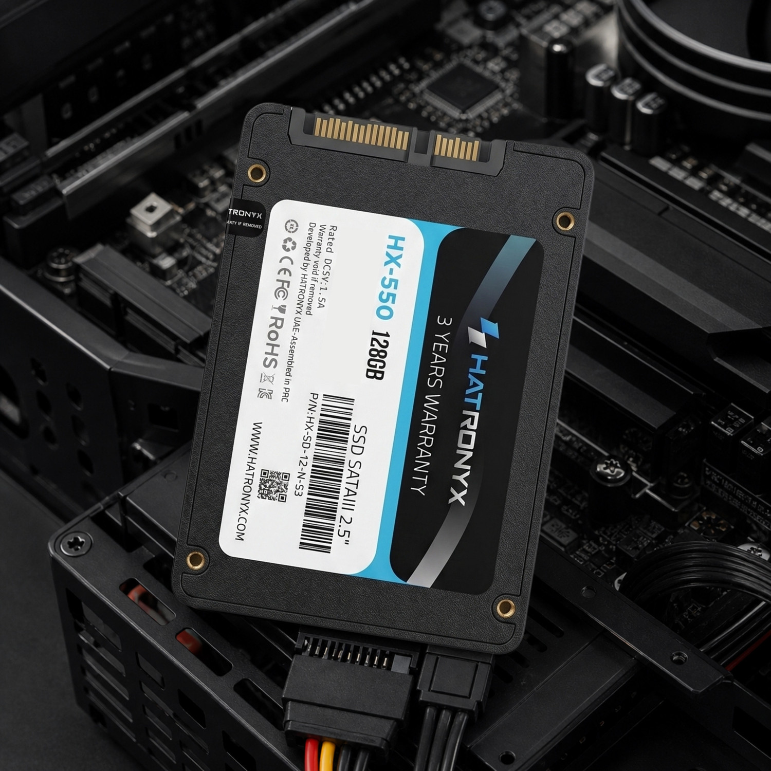 Image of hatronyx HX-550 128 GB Network Attached Storage, Laptop, Desktop, All in One PC's Black SATA III Internal Solid State Drive (SSD) (HX-SD-12-N-S3)