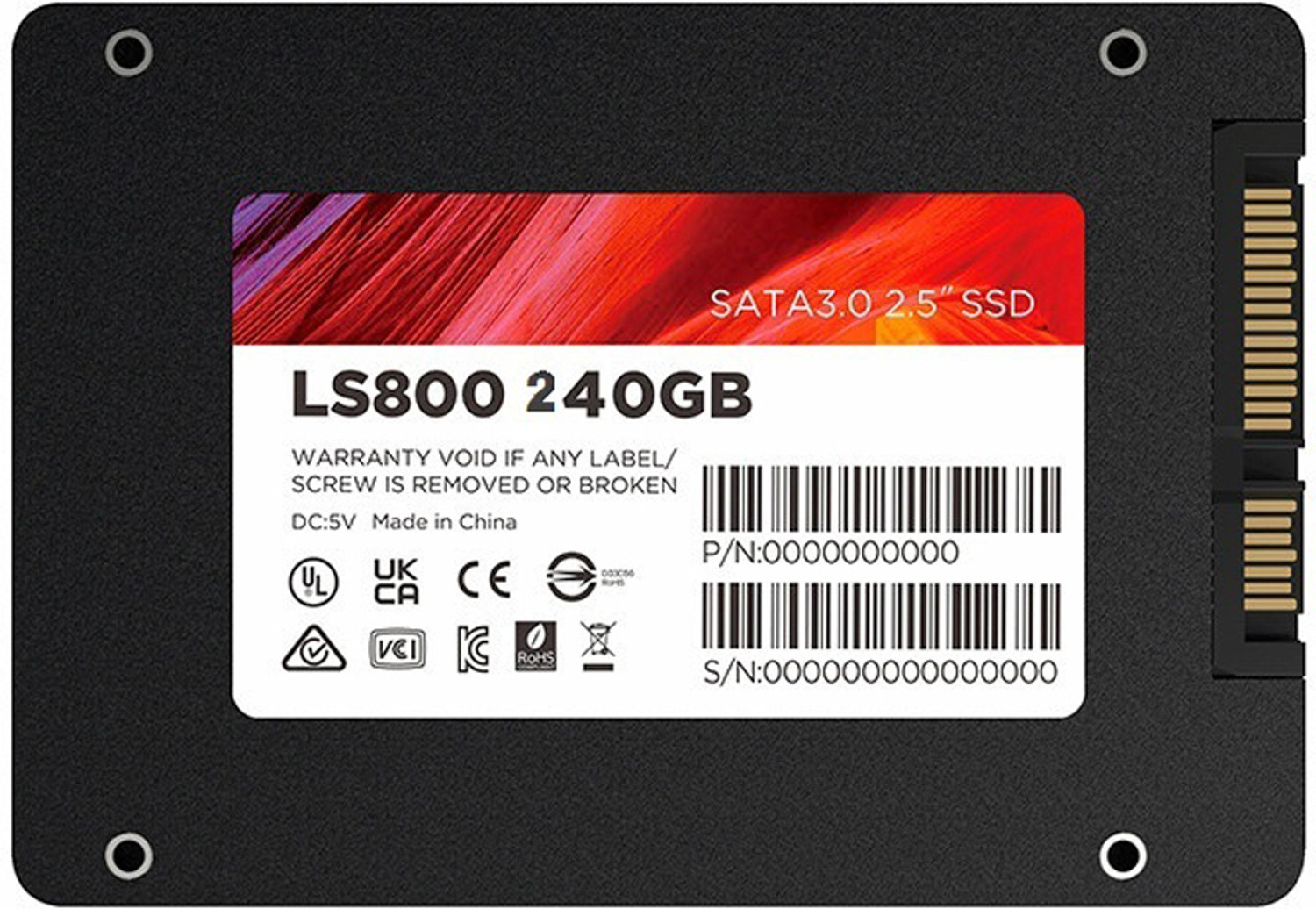 Image of Lenovo LS800 3D NAND SATA 2.5 inch 240 GB Desktop, Laptop Black SATA III Internal Solid State Drive (SSD) (LS800)