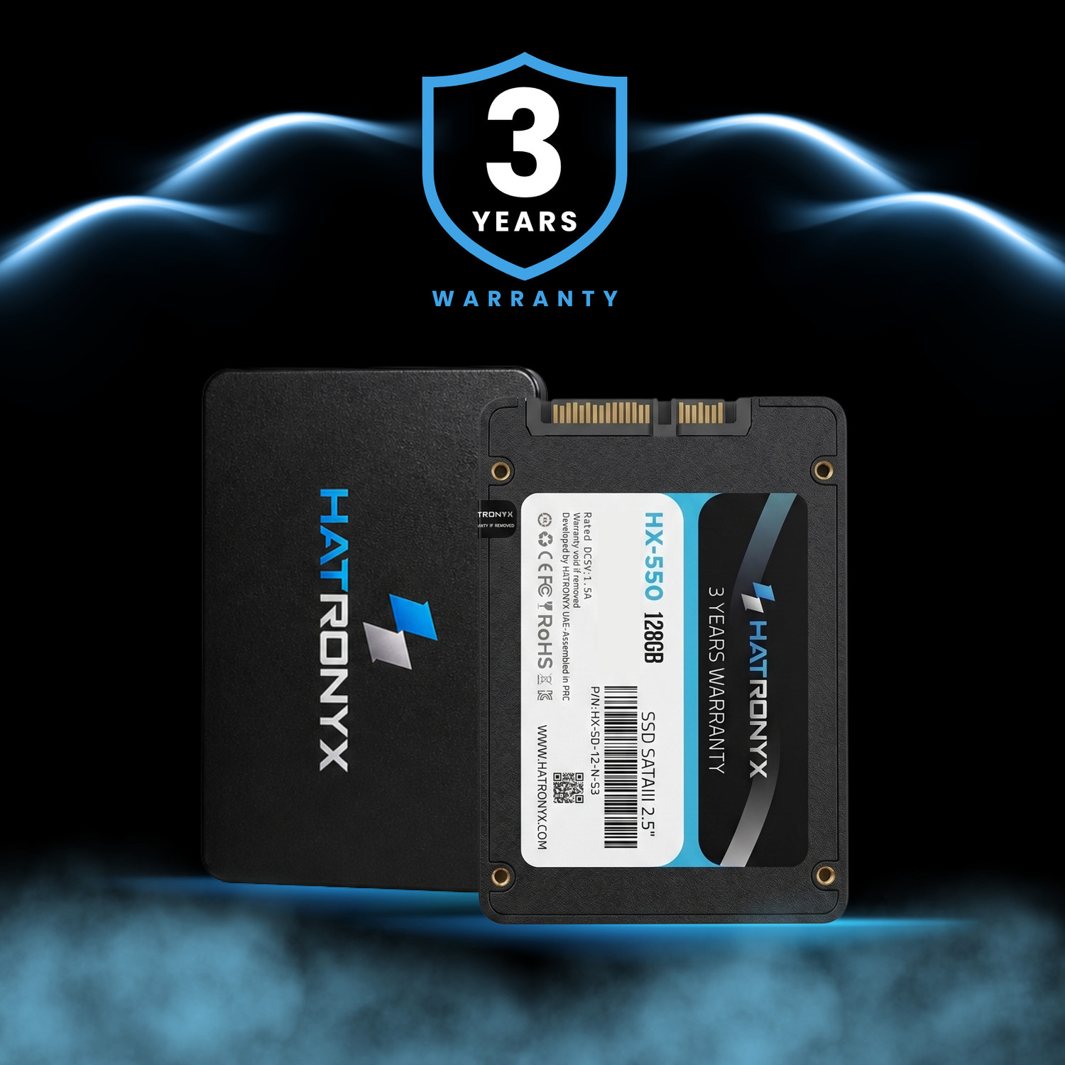 Image of hatronyx HX-550 128 GB Network Attached Storage, Laptop, Desktop, All in One PC's Black SATA III Internal Solid State Drive (SSD) (HX-SD-12-N-S3)