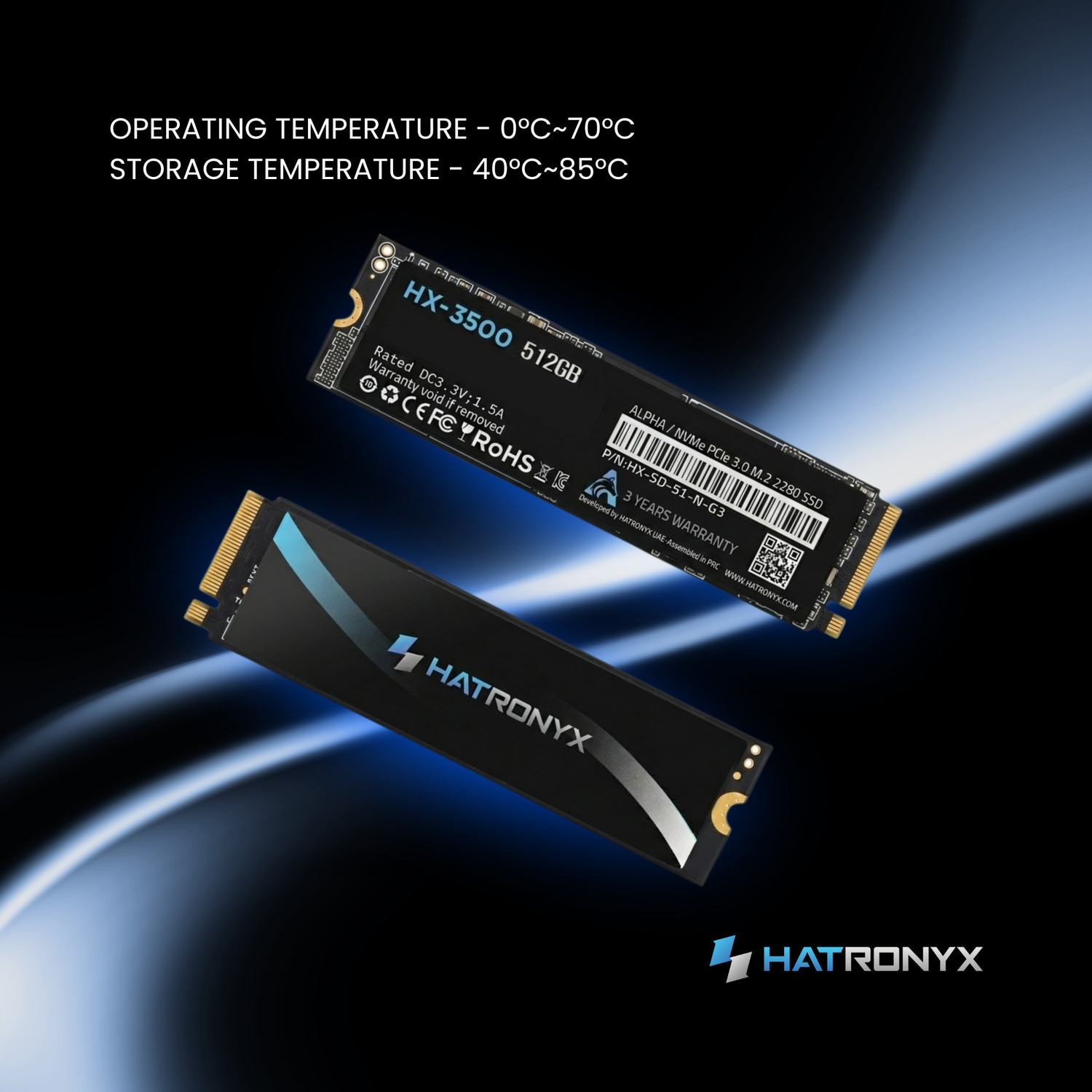 Image of hatronyx HX-3500 ALPHA 512 GB All in One PC's, Desktop, Laptop, Network Attached Storage Black PCIe NVMe Internal Solid State Drive (SSD) (HX-SD-51-N-G3)