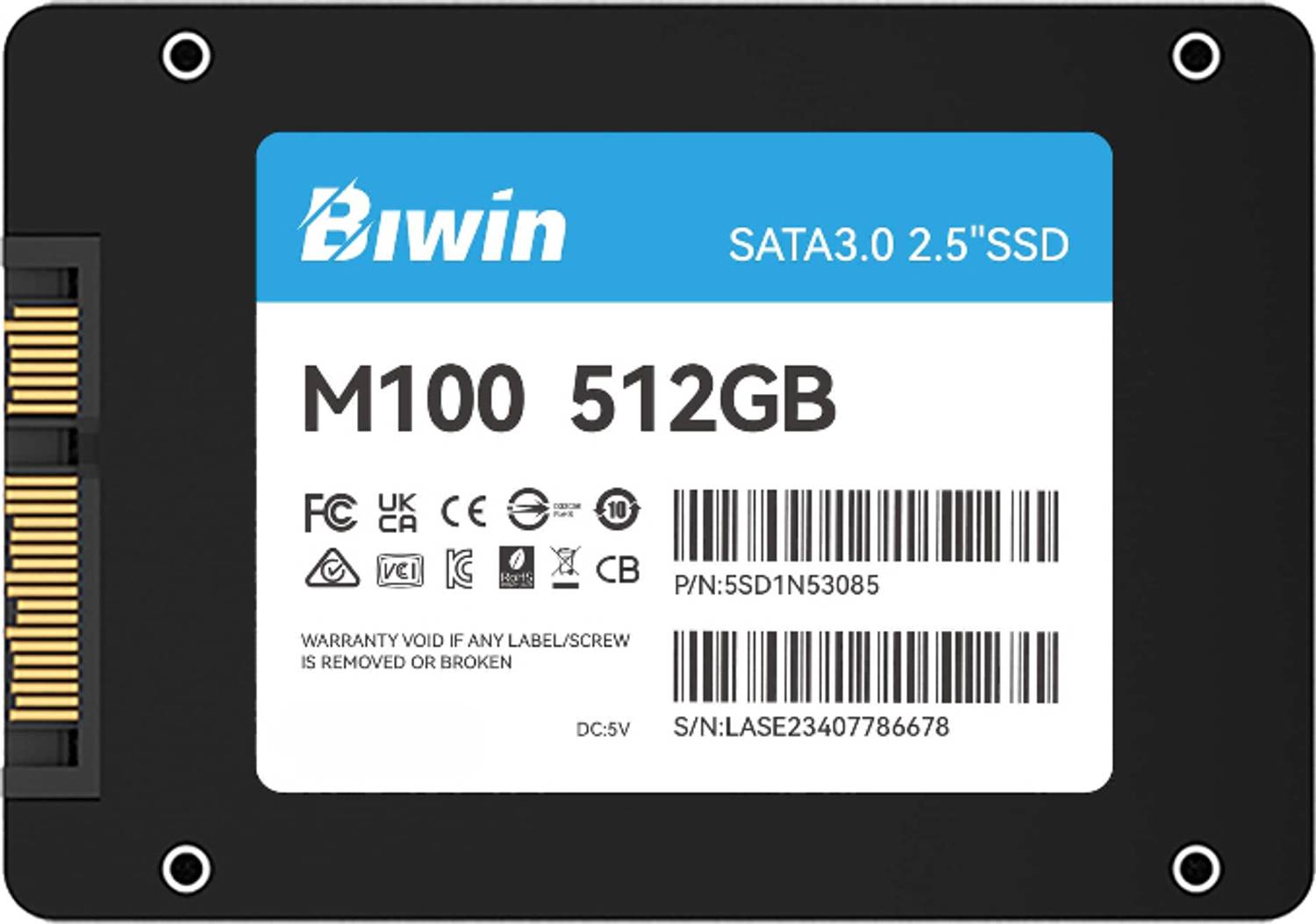 Biwin M100 512 GB Laptop, Desktop Black SATA III Internal Solid