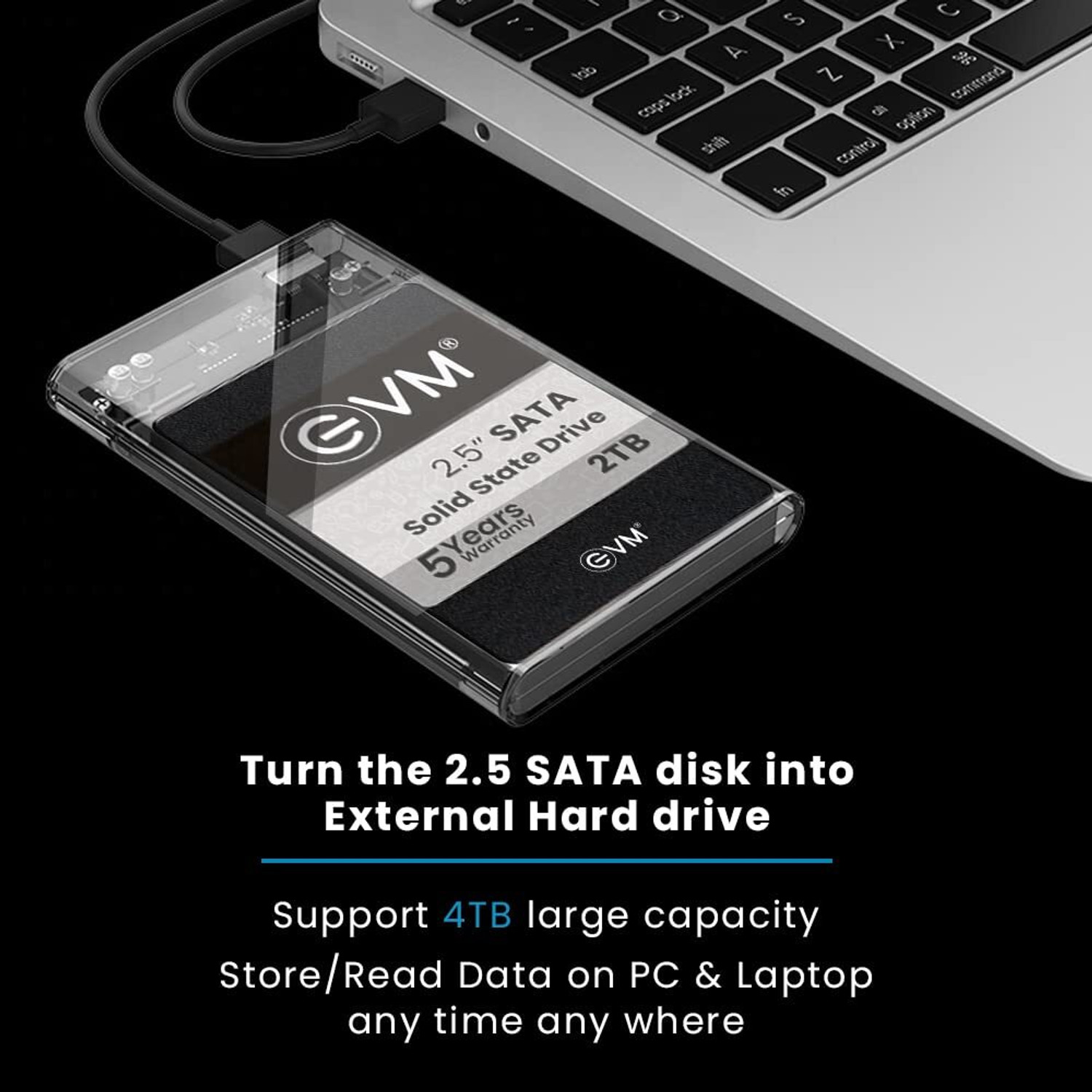 Image of EVM 2.5 SATA Casing High speed USB 3.0 2.5 inch Shock Resistant Internal Hard Drive Enclosure