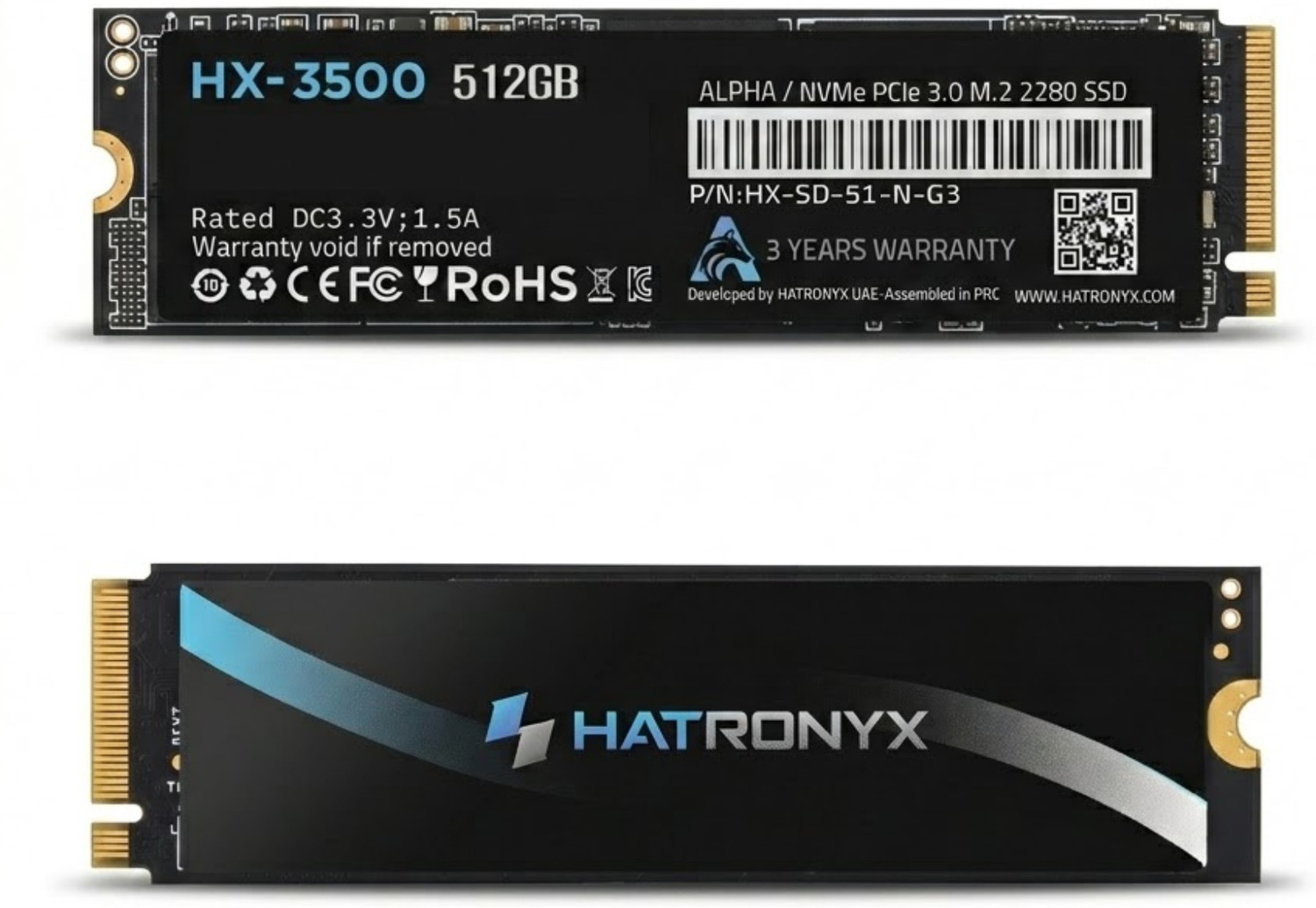 Image of hatronyx HX-3500 ALPHA 512 GB All in One PC's, Desktop, Laptop, Network Attached Storage Black PCIe NVMe Internal Solid State Drive (SSD) (HX-SD-51-N-G3)