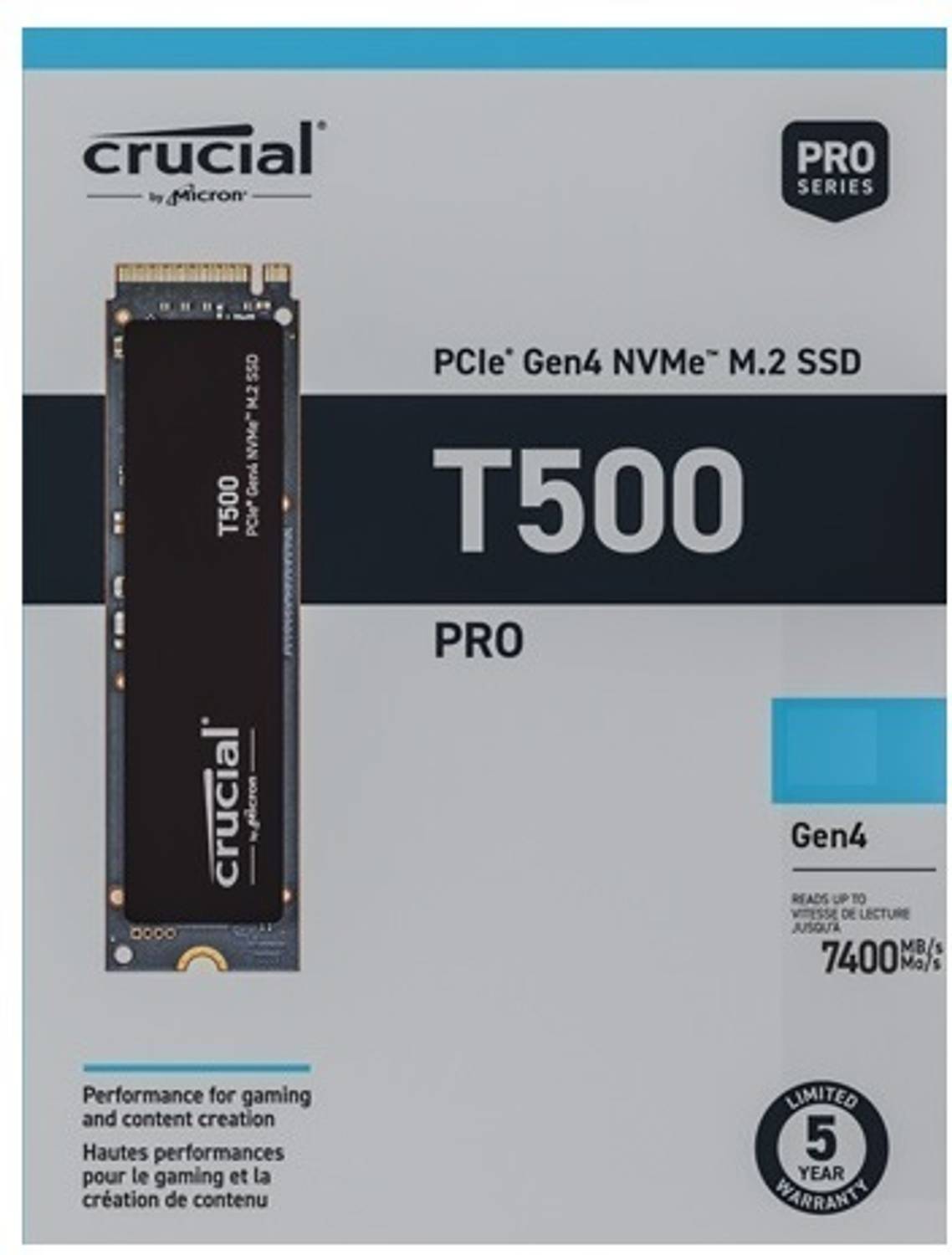 Crucial T500 500 GB Desktop, Laptop Black PCIe NVMe Internal Solid