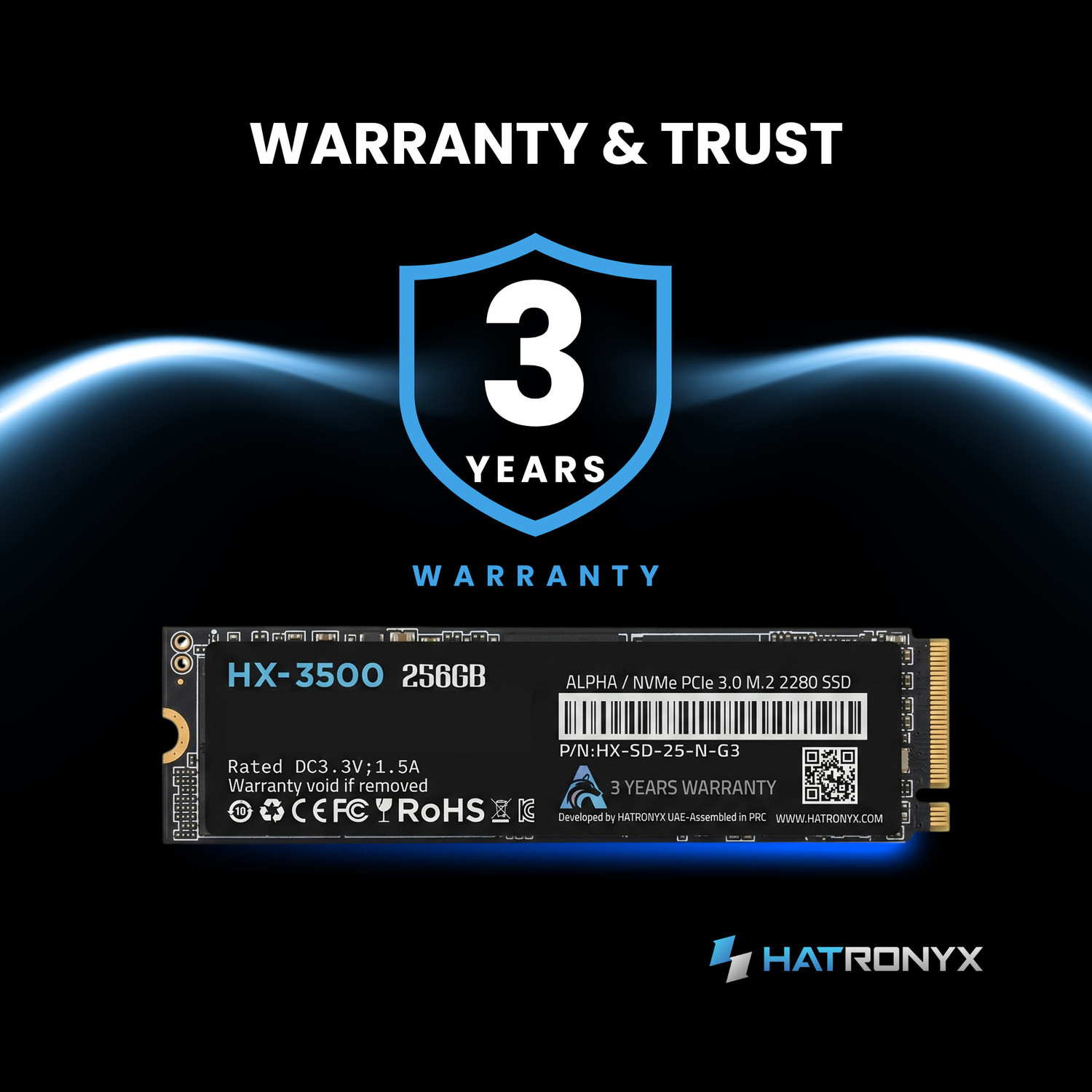 Image of hatronyx HX-3500 ALPHA 256 GB All in One PC's, Desktop, Laptop, Network Attached Storage Black PCIe NVMe Internal Solid State Drive (SSD) (HX-SD-25-N-G3)