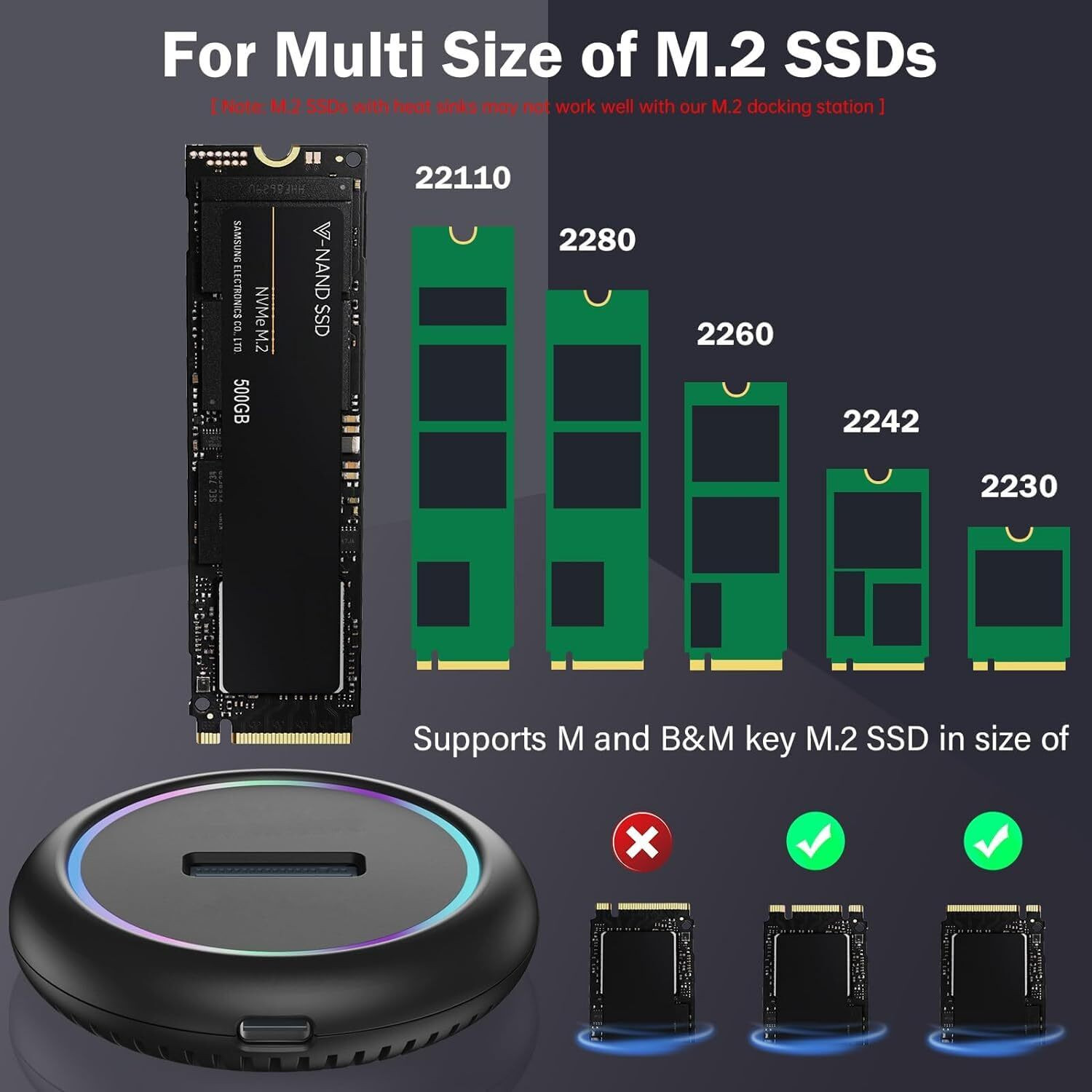 Image of Etzin Both M Key & B+M Key NVMe PCIE and SATA NGFF SSD Dock 1 GB All in One PC's Black M.2 Internal Solid State Drive (SSD) (M.2 NVMe & SATA to USB C Docking Station, M.2 SSD to USB A C Reader Adapter)