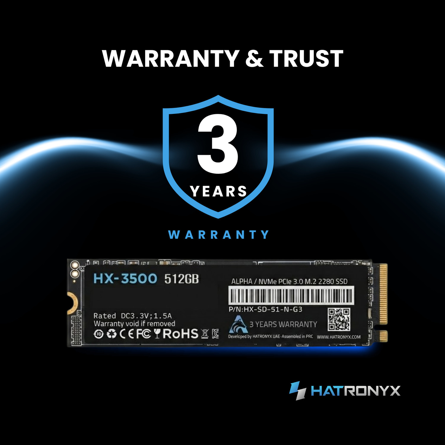 Image of hatronyx HX-3500 ALPHA 512 GB All in One PC's, Desktop, Laptop, Network Attached Storage Black PCIe NVMe Internal Solid State Drive (SSD) (HX-SD-51-N-G3)