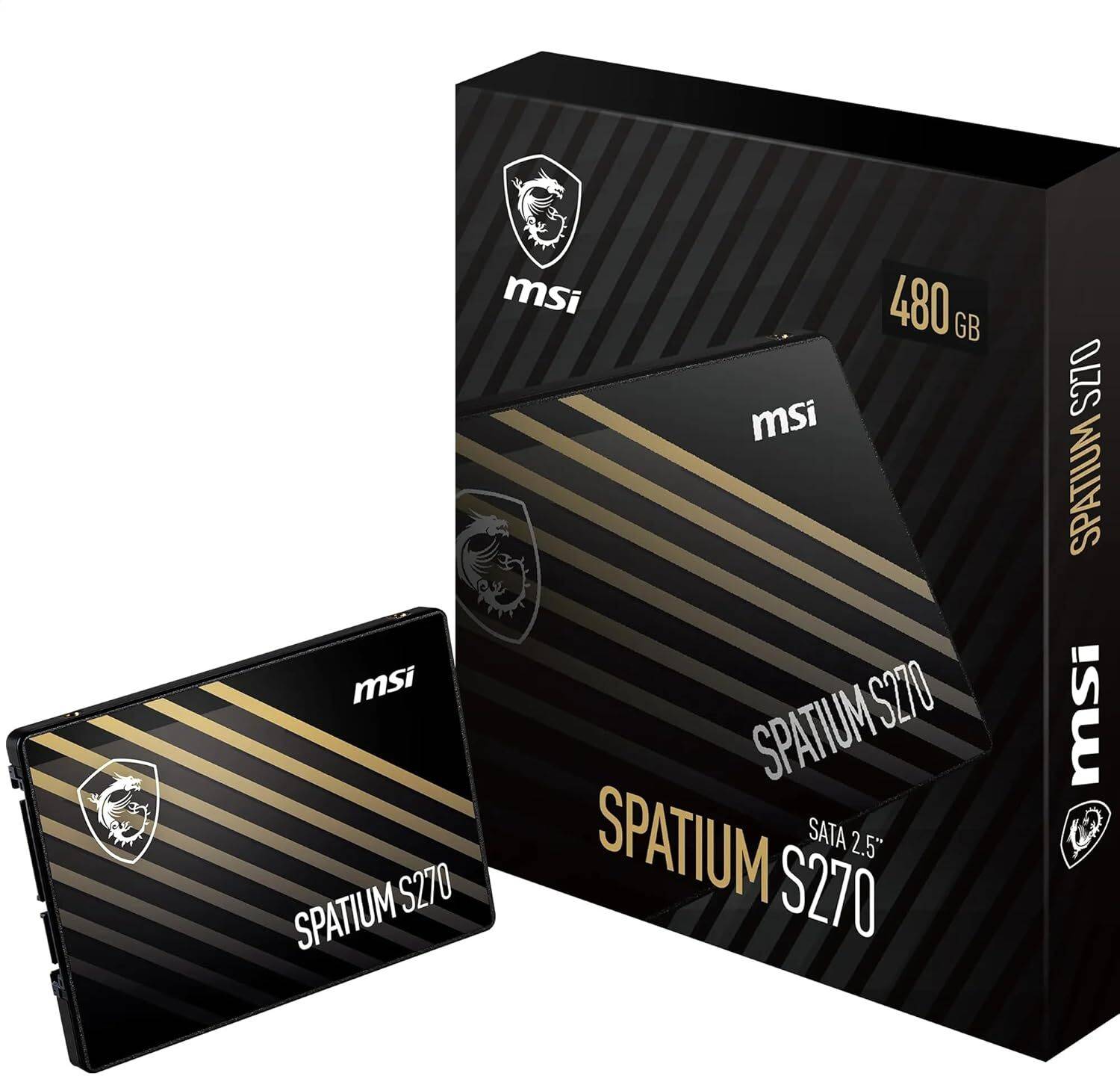 MSI S270 480 GB All in One PC's, Desktop, Laptop, Servers Black SATA III Internal Solid State Drive (SSD) (SPATIUM S270 SATA)