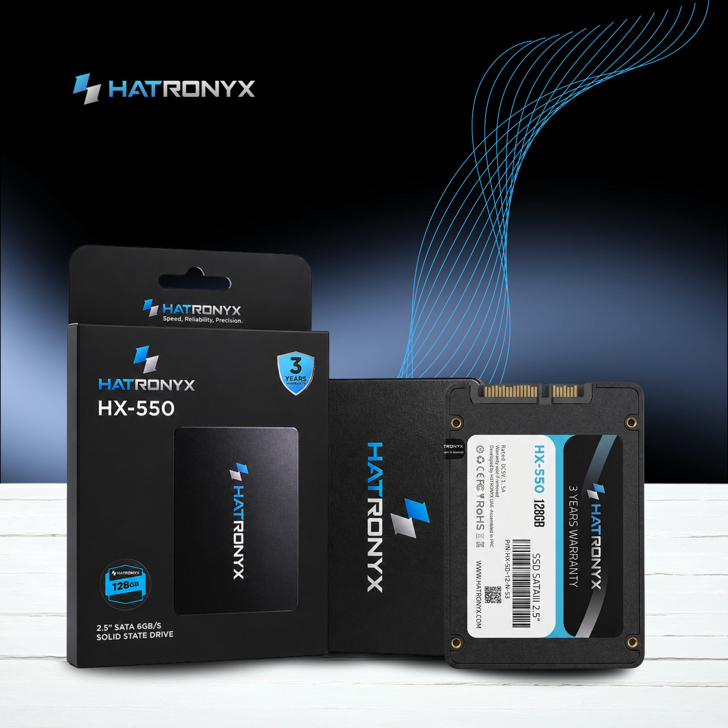 Image of hatronyx HX-550 128 GB Network Attached Storage, Laptop, Desktop, All in One PC's Black SATA III Internal Solid State Drive (SSD) (HX-SD-12-N-S3)