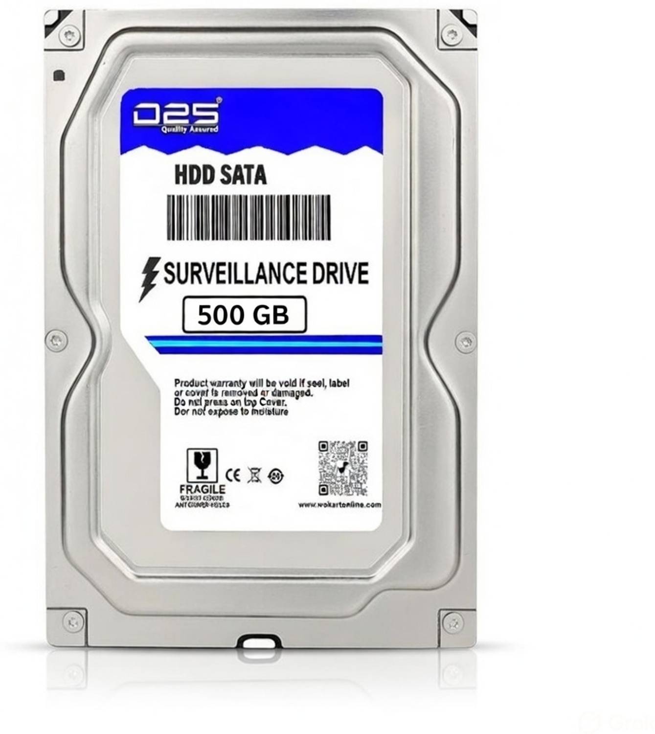 D25 500GB Internal Hard Disk for CCTV DVR | 3.5 Inch SATA Surveillance HDD 500 GB Surveillance Systems Silver SATA Internal Hard Disk Drive (HDD) (24x7 Continuous Recording | Designed for CCTV DVR Systems | 2 Years Warranty)