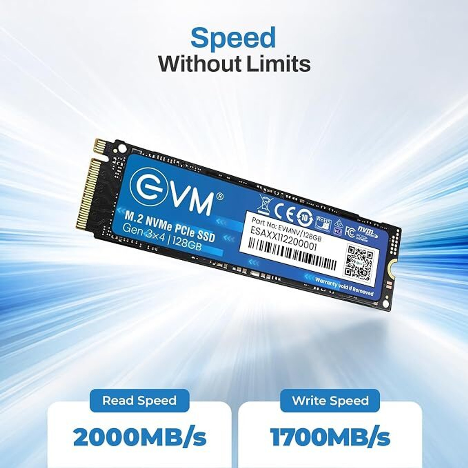 Image of NVME SSD NVME SSD 128 GB All in One PC's, Desktop, Laptop, Network Attached Storage, Servers, Surveillance Systems Black PCIe NVMe Internal Solid State Drive (SSD) (EVM 128gb nvme) (Interface: PCIe NVMe, Form Factor: M.2)