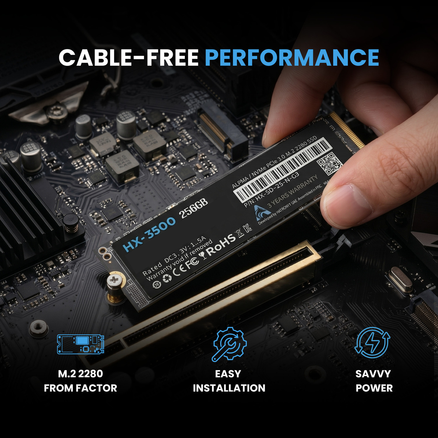 Image of hatronyx HX-3500 ALPHA 256 GB All in One PC's, Desktop, Laptop, Network Attached Storage Black PCIe NVMe Internal Solid State Drive (SSD) (HX-SD-25-N-G3)