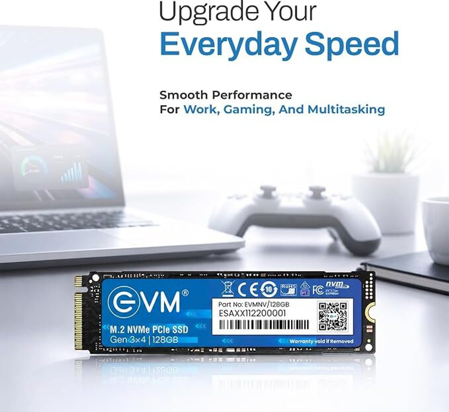 Image of NVME SSD NVME SSD 128 GB All in One PC's, Desktop, Laptop, Network Attached Storage, Servers, Surveillance Systems Black PCIe NVMe Internal Solid State Drive (SSD) (EVM 128gb nvme) (Interface: PCIe NVMe, Form Factor: M.2)