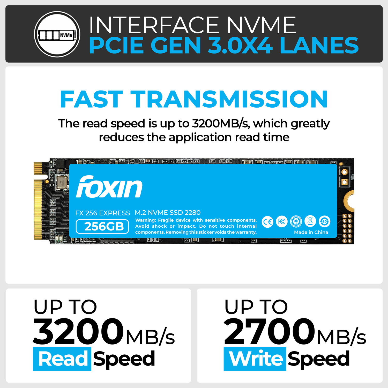 Image of Foxin NVME 256 GB All in One PC's, Desktop, Laptop Black PCIe NVMe Internal Solid State Drive (SSD) (FX 256 NVME)