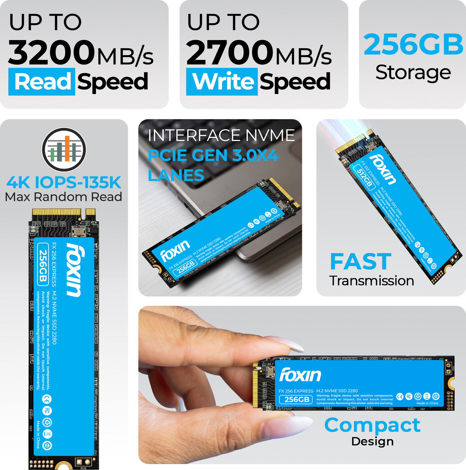 Image of Foxin NVME 256 GB All in One PC's, Desktop, Laptop Black PCIe NVMe Internal Solid State Drive (SSD) (FX 256 NVME)