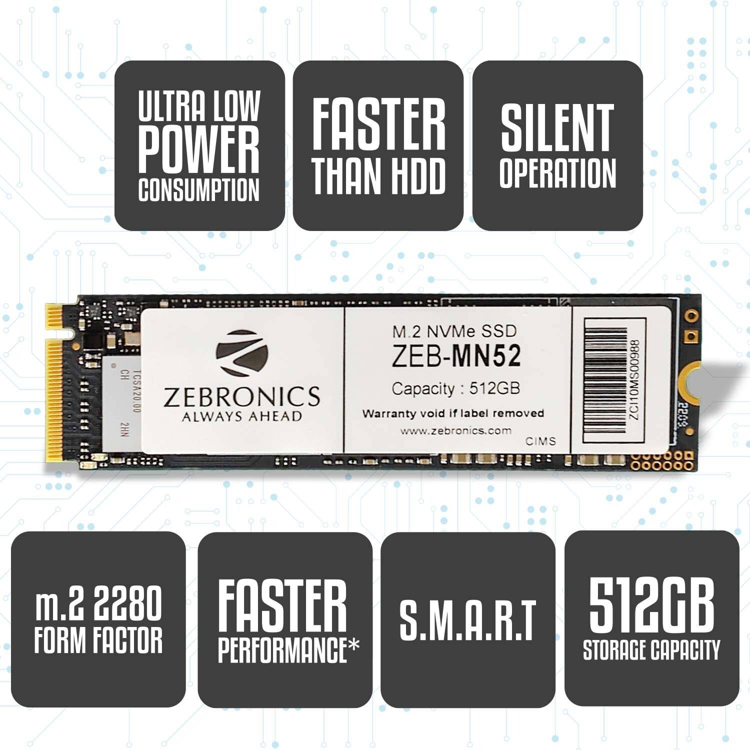 ZEBRONICS ZEB-MN52 512 GB Desktop, Laptop Black PCIe NVMe Internal