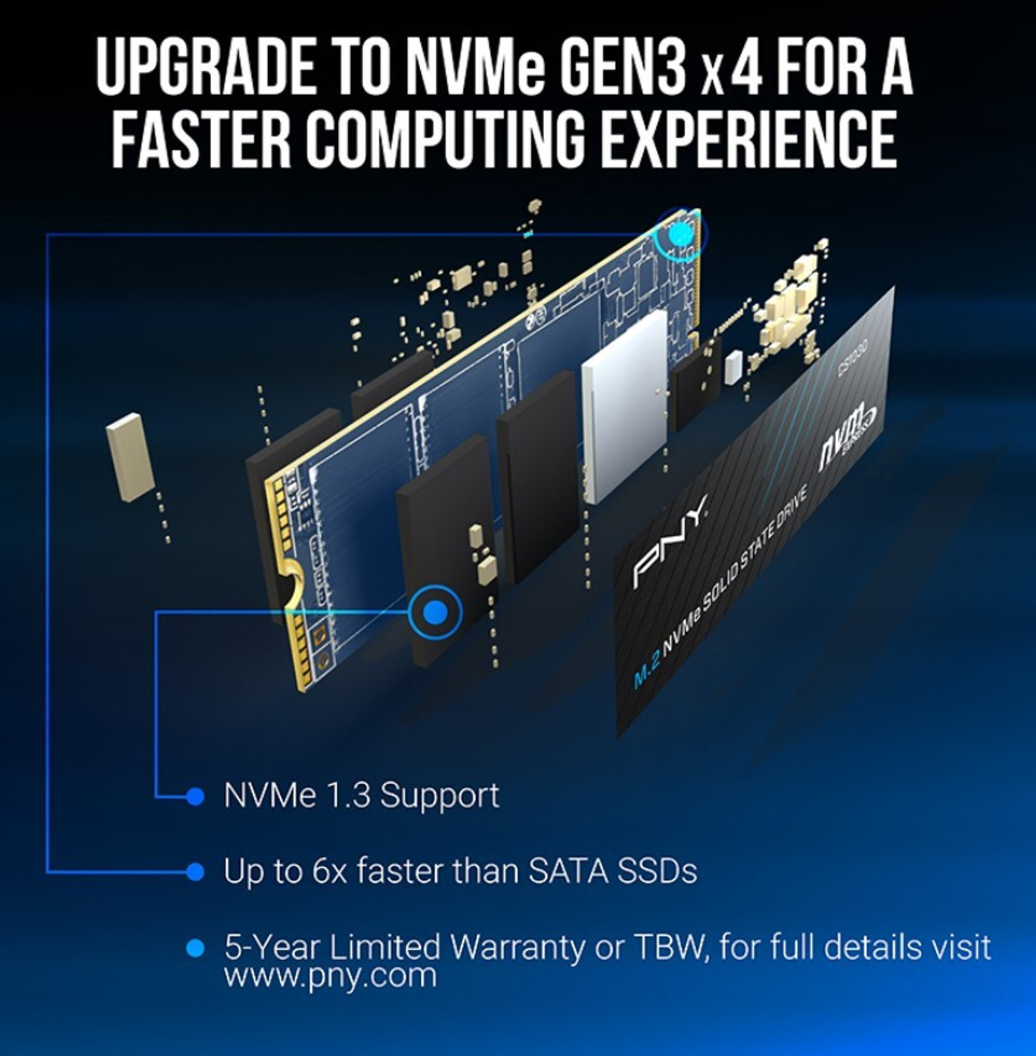 Image of PNY 250GB NVMe SSD 250 GB Desktop Black PCIe NVMe Internal Solid State Drive (SSD) (250GB NVMe SSD)