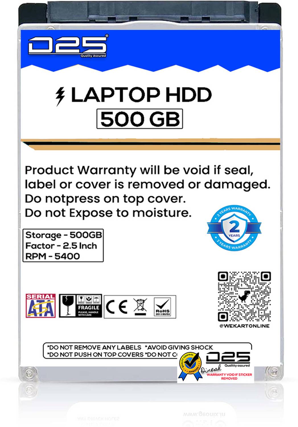 D25 Video 500GB Laptop Hard Drive 2.5 Inch SATA 5400 RPM HDD 500 GB Laptop Blue SATA Internal Hard Disk Drive (HDD) (Internal Hard Disk for Laptop | High Speed Data Transfer | 2 Years Warranty)