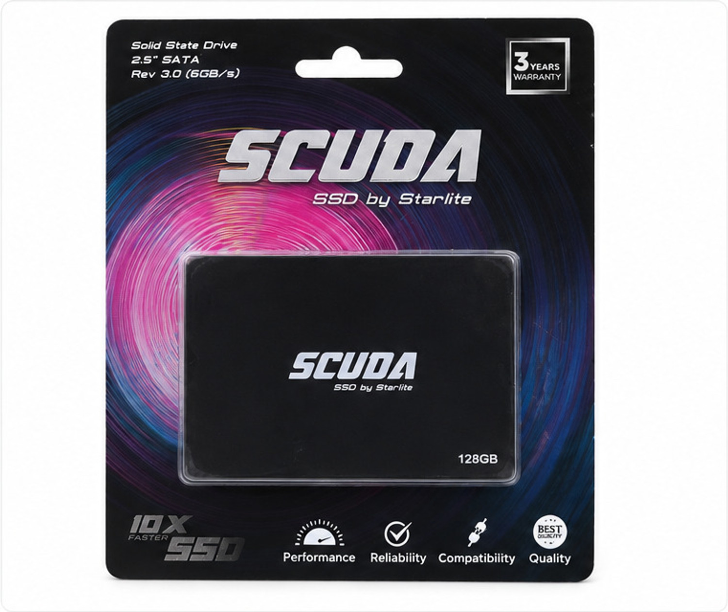 Image of scuda 10X FASTER SSD 128 GB All in One PC's, Desktop, Laptop, Network Attached Storage, Servers, Surveillance Systems Black SATA III Internal Solid State Drive (SSD) (2.5 inch SATA 128GB)
