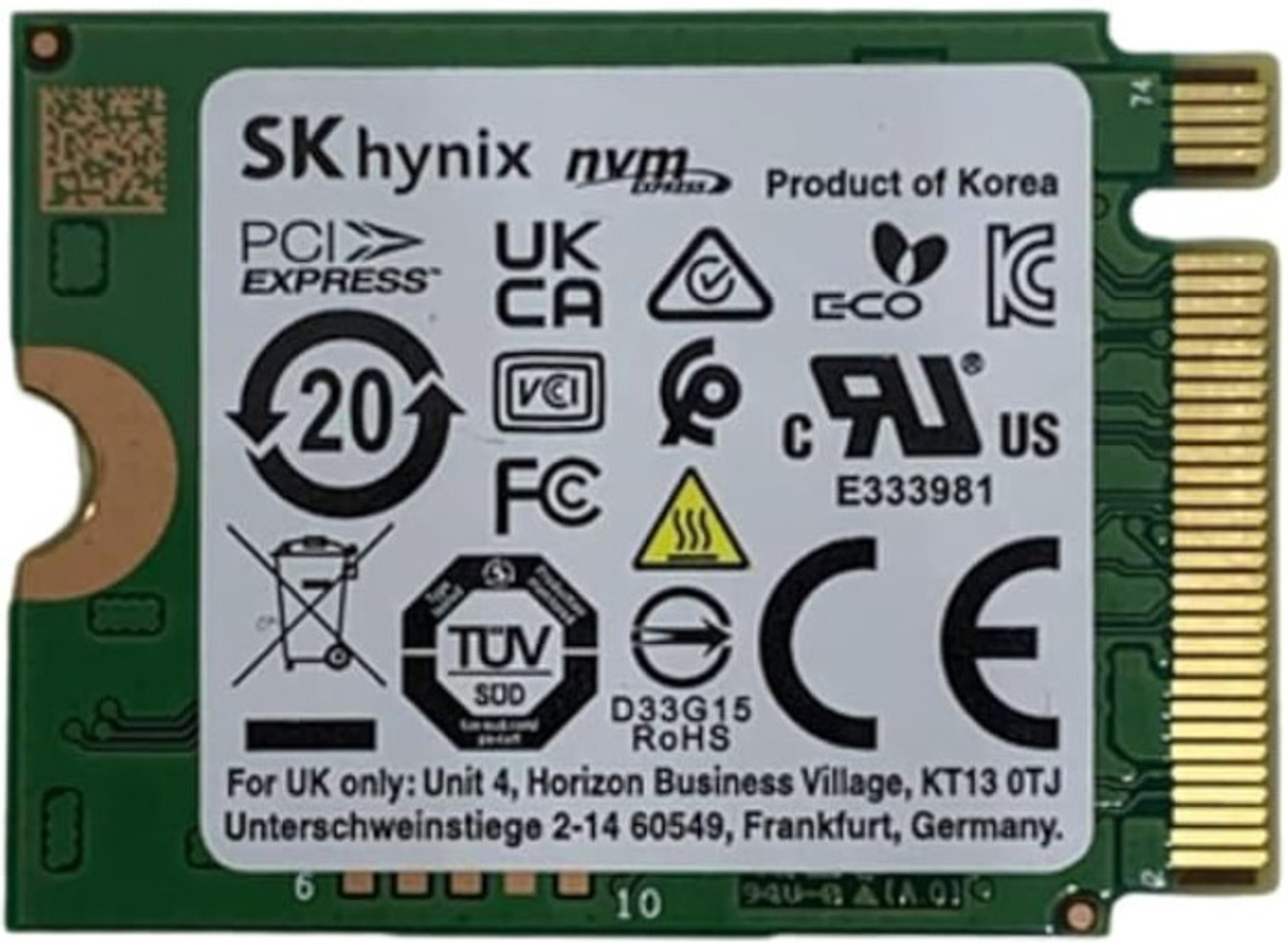 Image of Sk Hynix BC711 512 GB All in One PC's, Desktop, Laptop Green PCIe NVMe Internal Solid State Drive (SSD) (HFM512GD3GX013NBC)