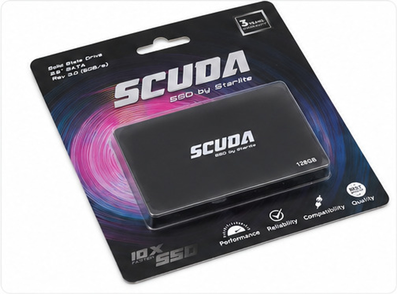 Image of scuda 10X FASTER SSD 128 GB All in One PC's, Desktop, Laptop, Network Attached Storage, Servers, Surveillance Systems Black SATA III Internal Solid State Drive (SSD) (2.5 inch SATA 128GB)