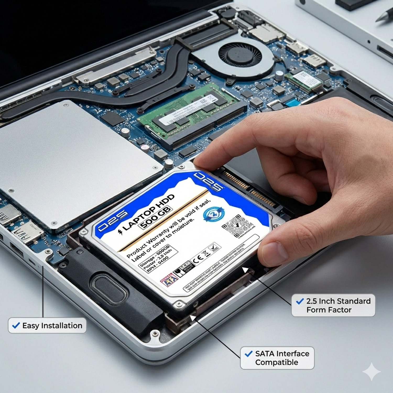 Image of D25 Video 500GB Laptop Hard Drive 2.5 Inch SATA 5400 RPM HDD 500 GB Laptop Blue SATA Internal Hard Disk Drive (HDD) (Internal Hard Disk for Laptop | High Speed Data Transfer | 2 Years Warranty)