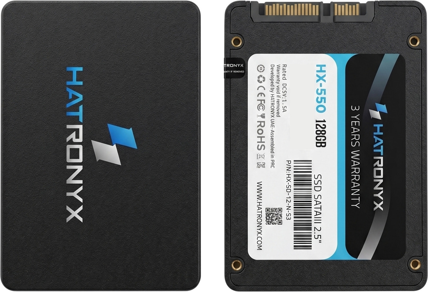 Image of hatronyx HX-550 128 GB Network Attached Storage, Laptop, Desktop, All in One PC's Black SATA III Internal Solid State Drive (SSD) (HX-SD-12-N-S3)