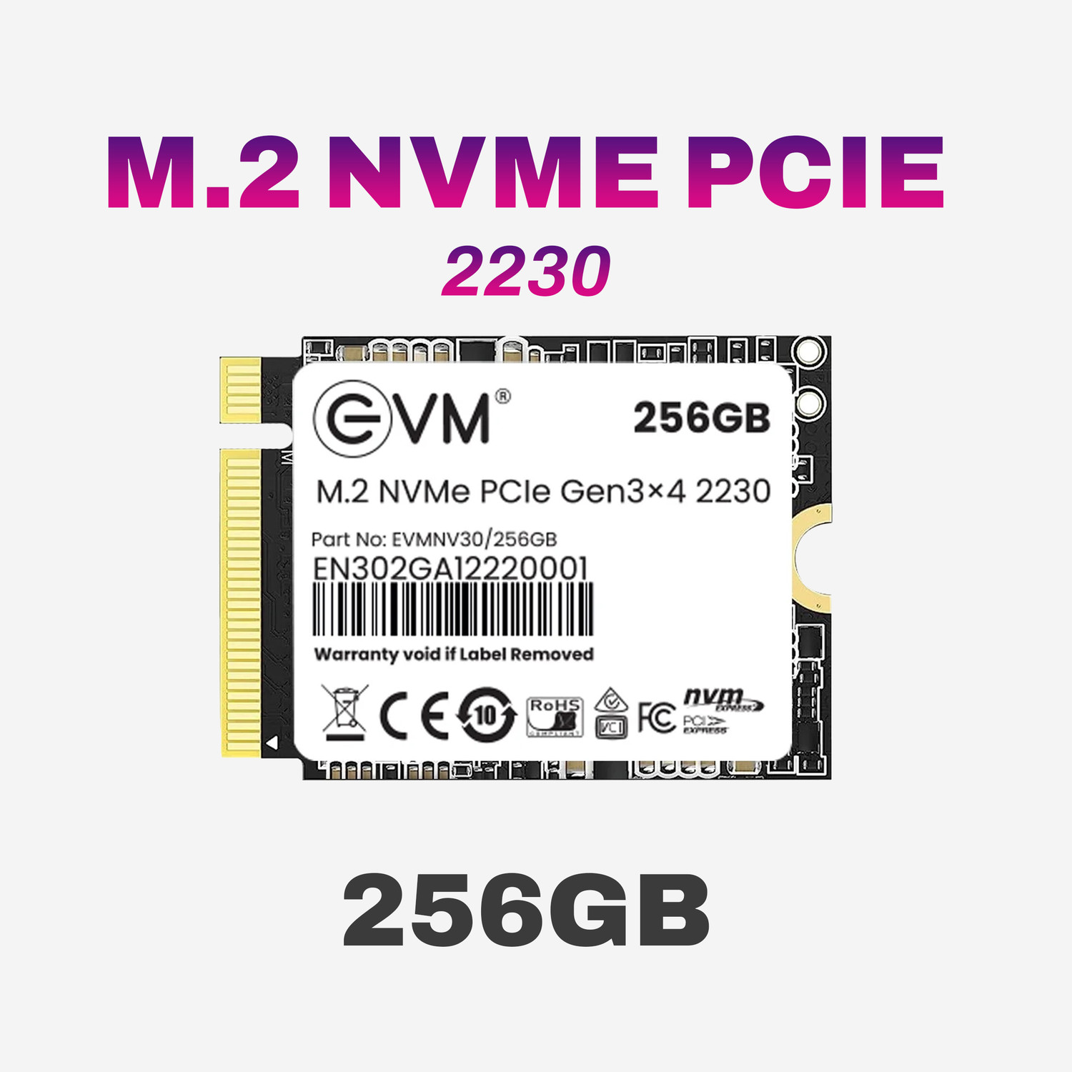 Image of EVM M.2 NVMe (2230) 256 GB All in One PC's, Desktop, Laptop Black PCIe NVMe Internal Solid State Drive (SSD) (EVMNV30 /256GB)