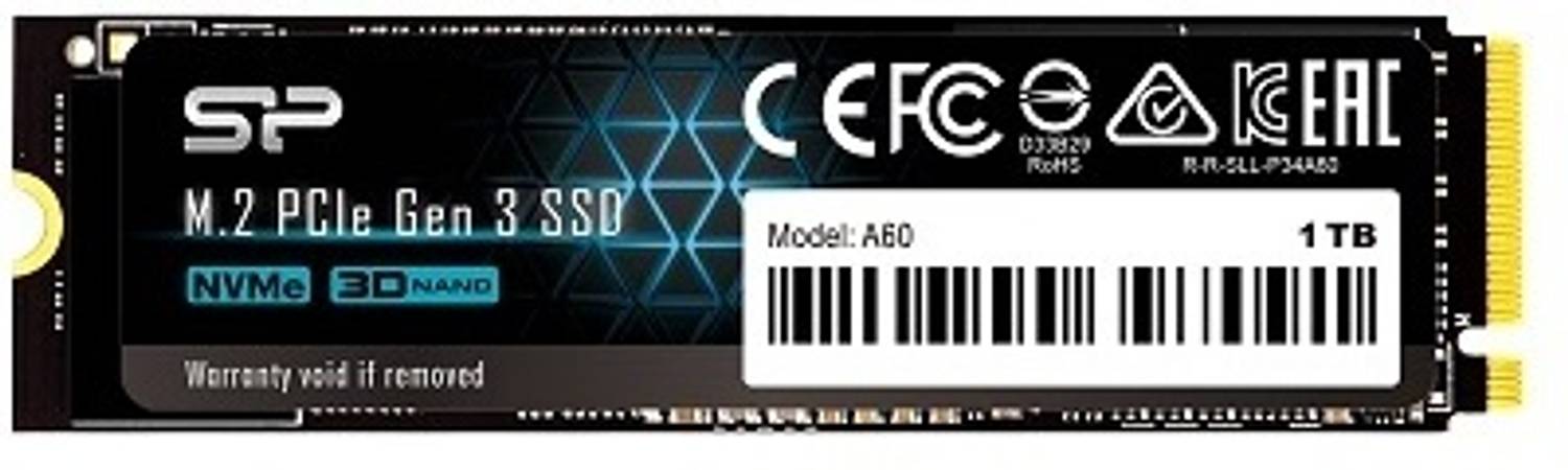 Silicon Power P34A60 1 TB Desktop, Laptop Black PCIe NVMe Internal