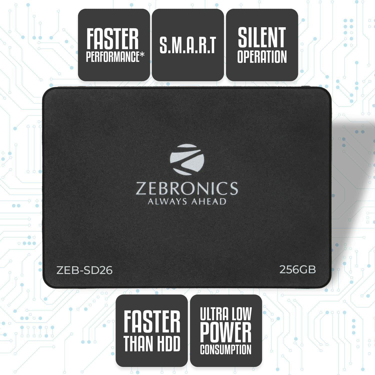 Image of ZEB ZEBRONICS SSD 256 GB Laptop, Desktop, All in One PC's Black SATA Internal Solid State Drive (SSD) (ZEB SD26)