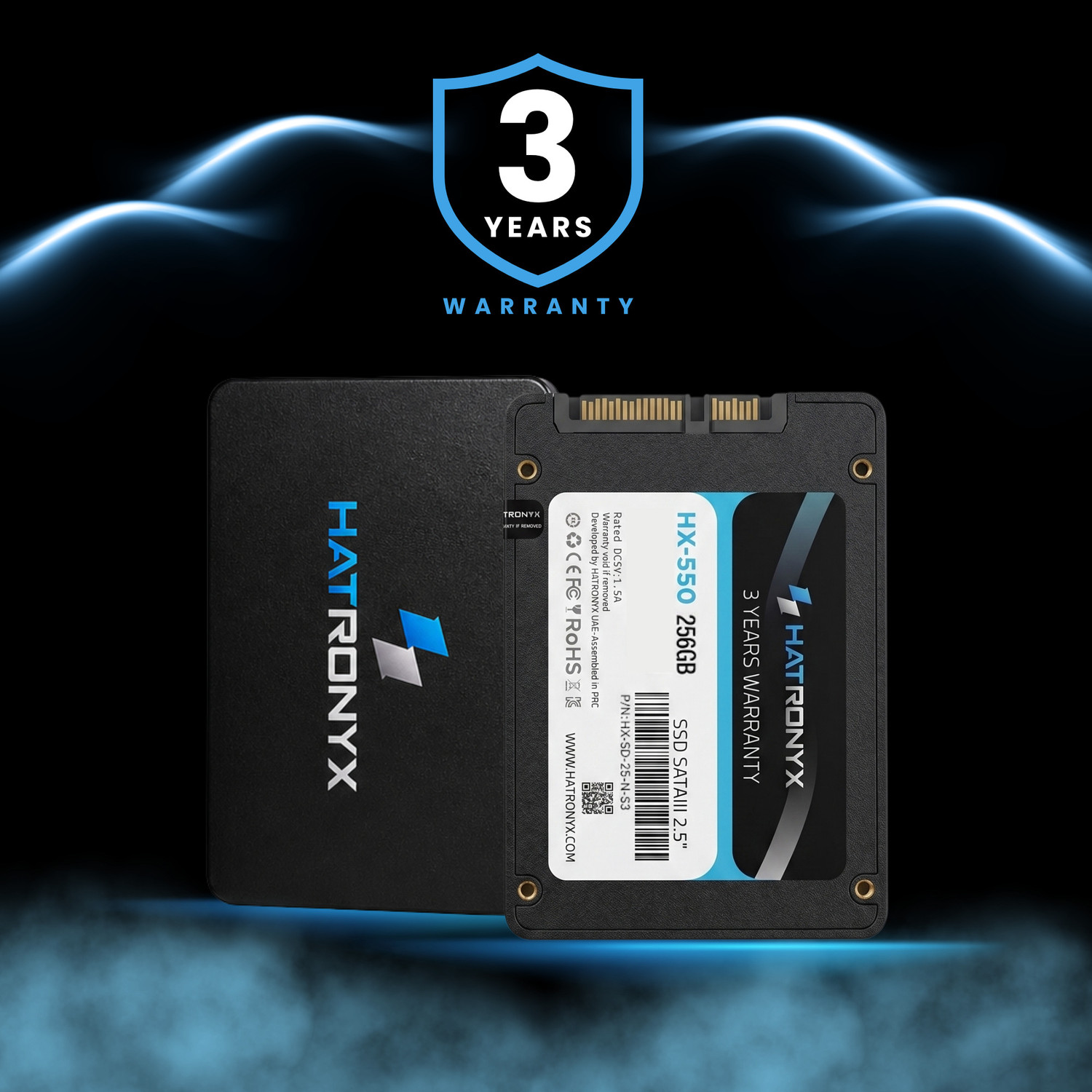 Image of hatronyx HX-550 256 GB Network Attached Storage, Laptop, Desktop, All in One PC's Black SATA III Internal Solid State Drive (SSD) (HX-SD-25-N-S3)