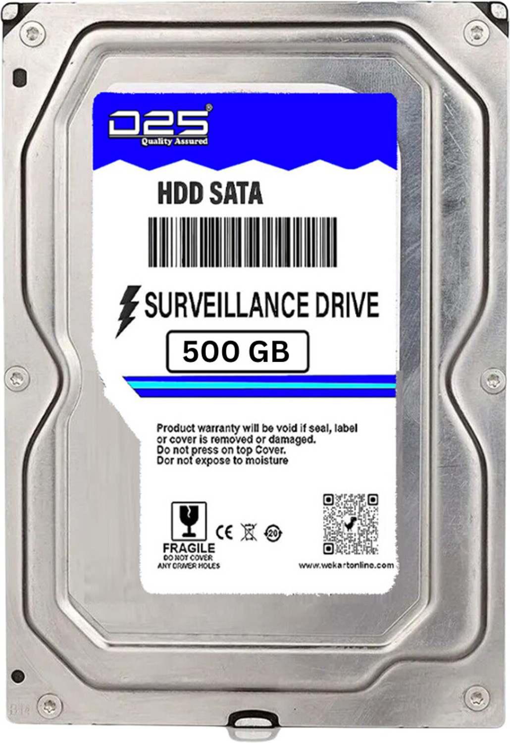Image of D25 500GB SATA Hard Drive for Desktop /Surveillance-8.89 cm(3.5 Inch),6 Gb /s 7200 RPM 500 GB Surveillance Systems Silver SATA Internal Hard Disk Drive (HDD) (High Speed Data Transfer, Heavy Duty HDD with 256MB Cache for Desktop /CCTV DVR) (Interface: SATA, Form Factor: 3.5 inch)