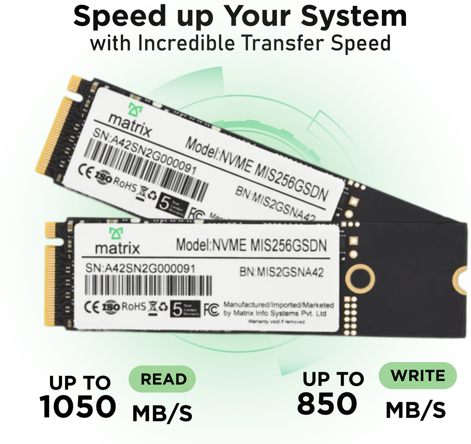 Image of MATRIX NVME SOLID STATE DRIVE 256 GB Desktop, Laptop, All in One PC's Black PCIe NVMe Internal Solid State Drive (SSD) (XS00NVME256)