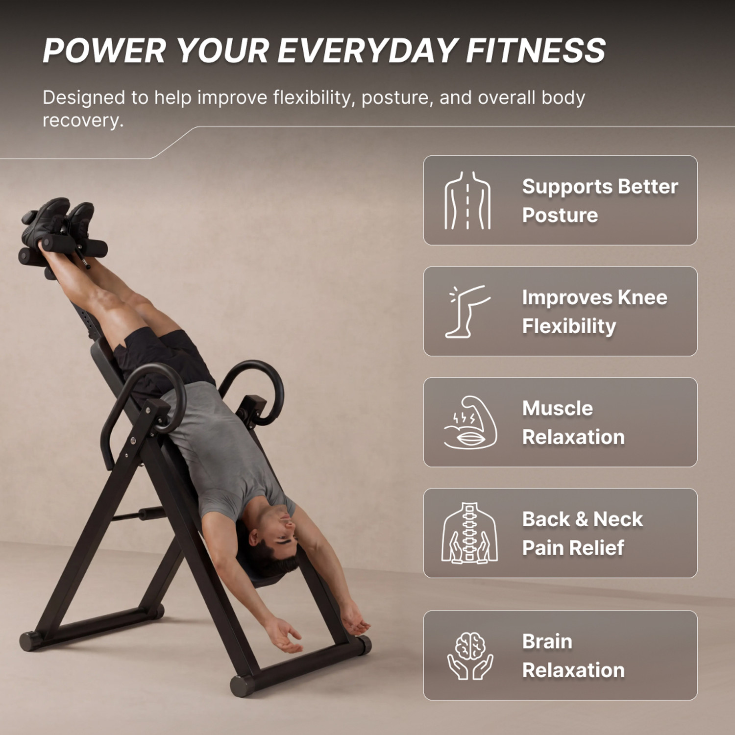 Image of FITKIT by cult Inversion Table 120 kg Capacity 4 Adjustable Angles Foldable & Compact Foldable Steel Inversion Table