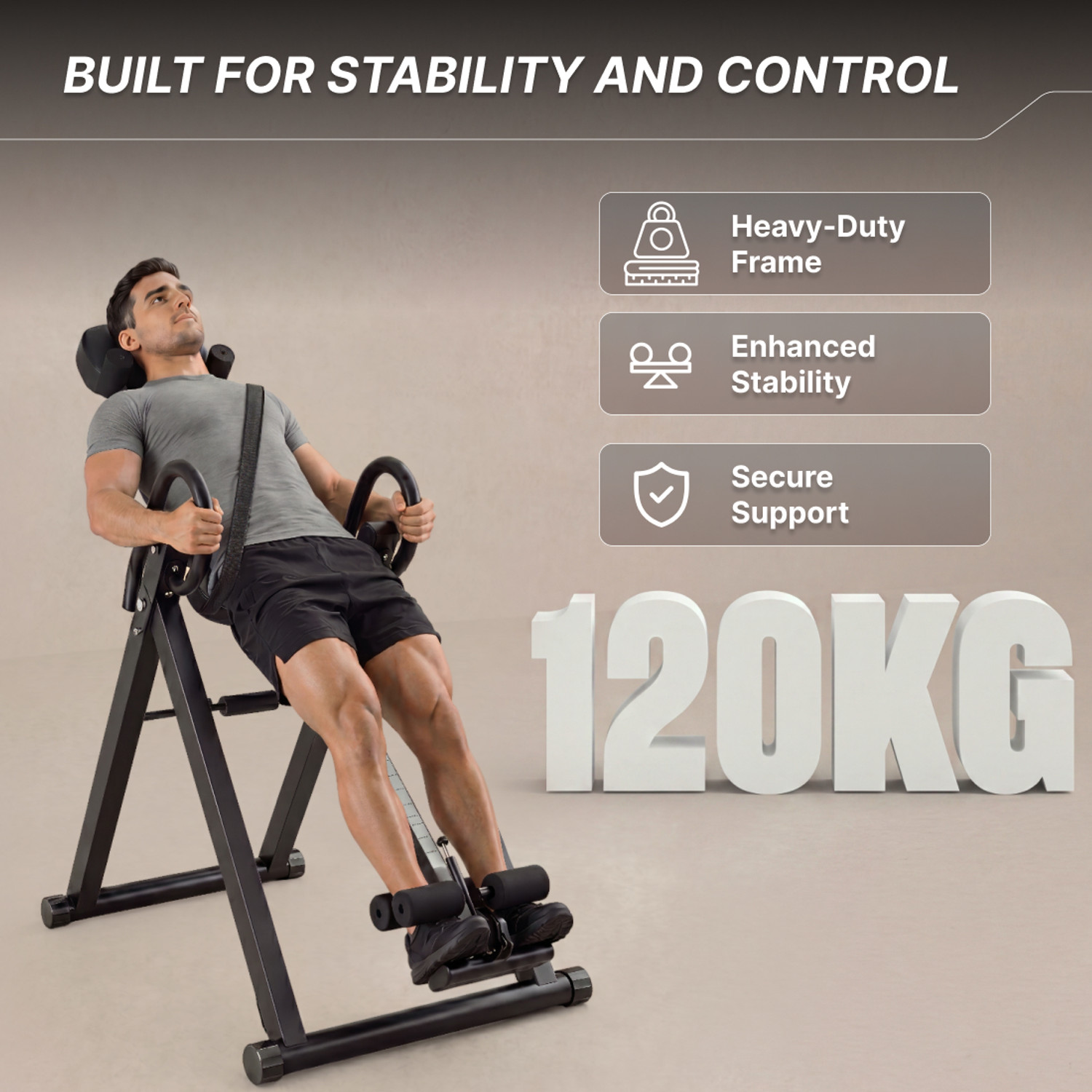 Image of FITKIT by cult Inversion Table 120 kg Capacity 4 Adjustable Angles Foldable & Compact Foldable Steel Inversion Table