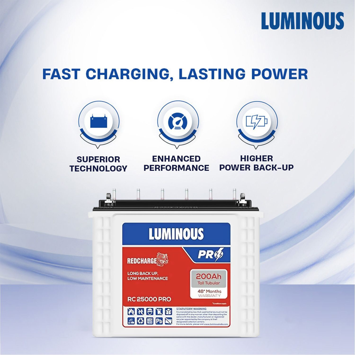 Image of LUMINOUS 48 Months Warranty Tall Tubular Inverter Battery