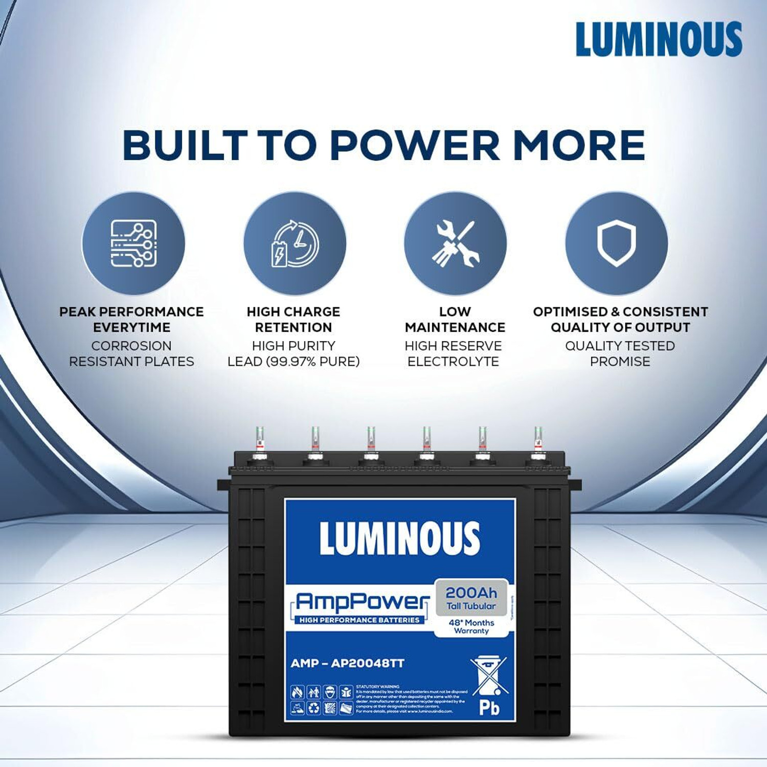 Image of LUMINOUS 48 Months Warranty Tubular Inverter Battery