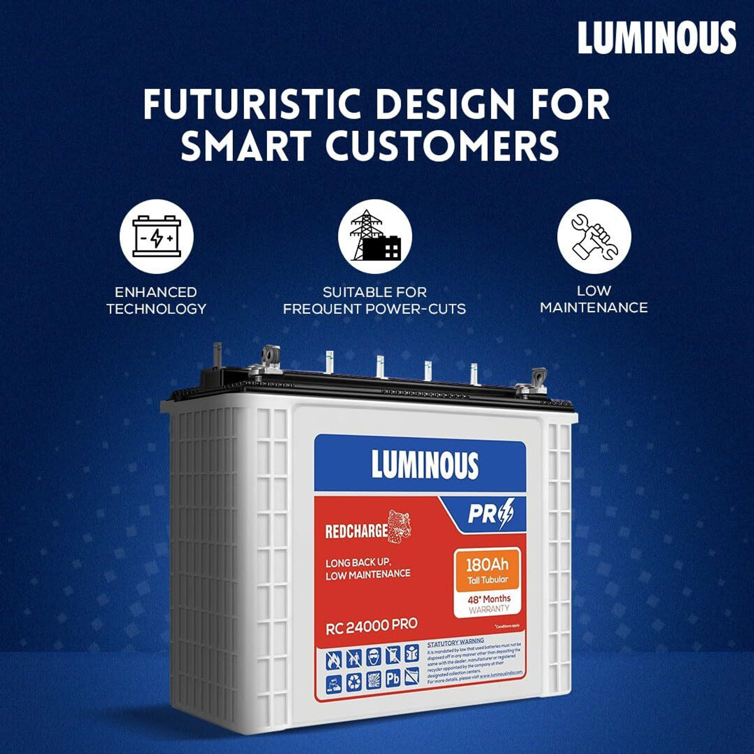 Image of LUMINOUS 48 Months Warranty Tubular Inverter Battery