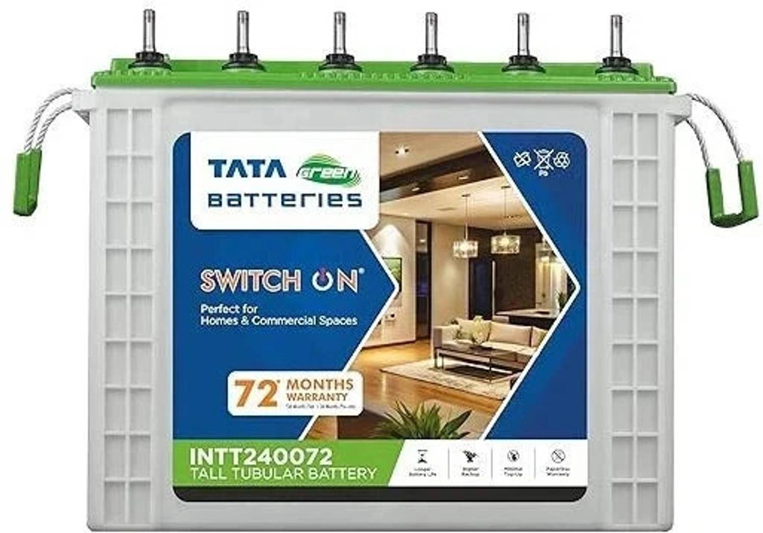 tata green 72 Months Warranty Tubular Inverter Battery (200 Ah, I